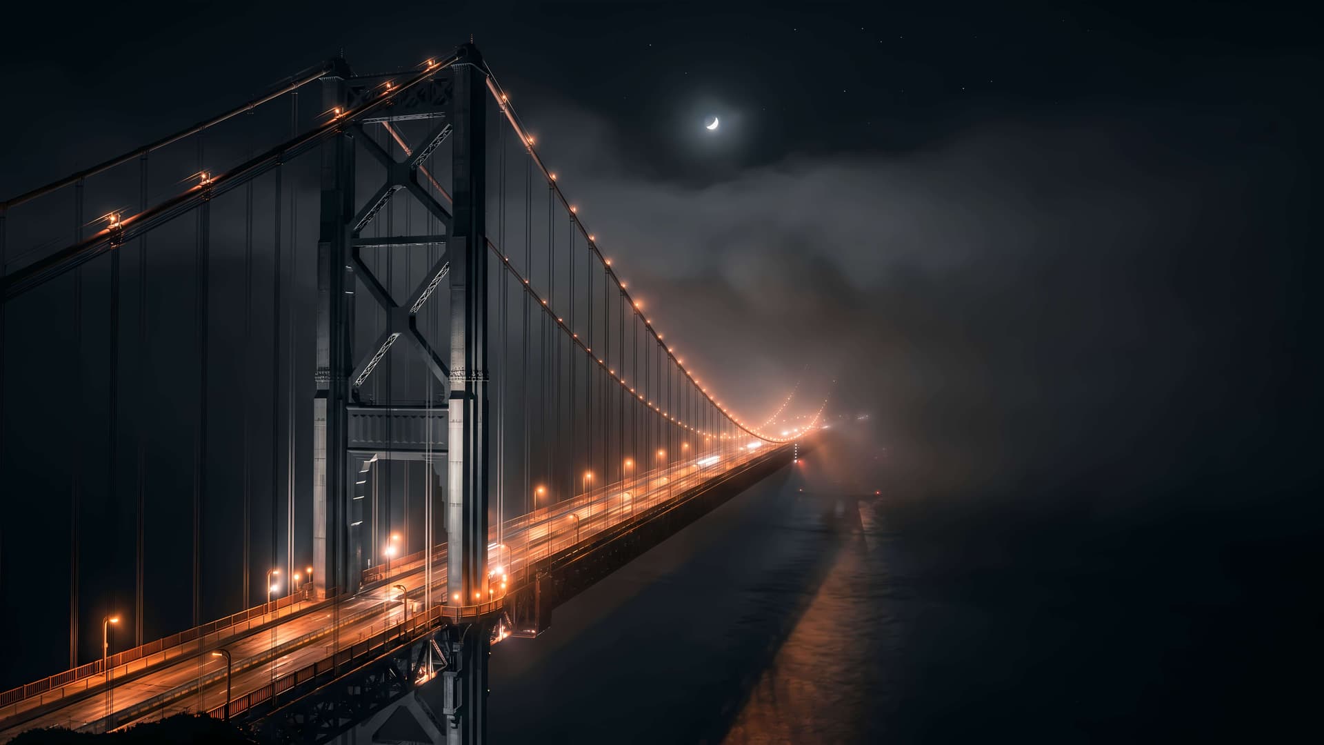 Foggy Bridge Nocturne - Pro desktop wallpaper