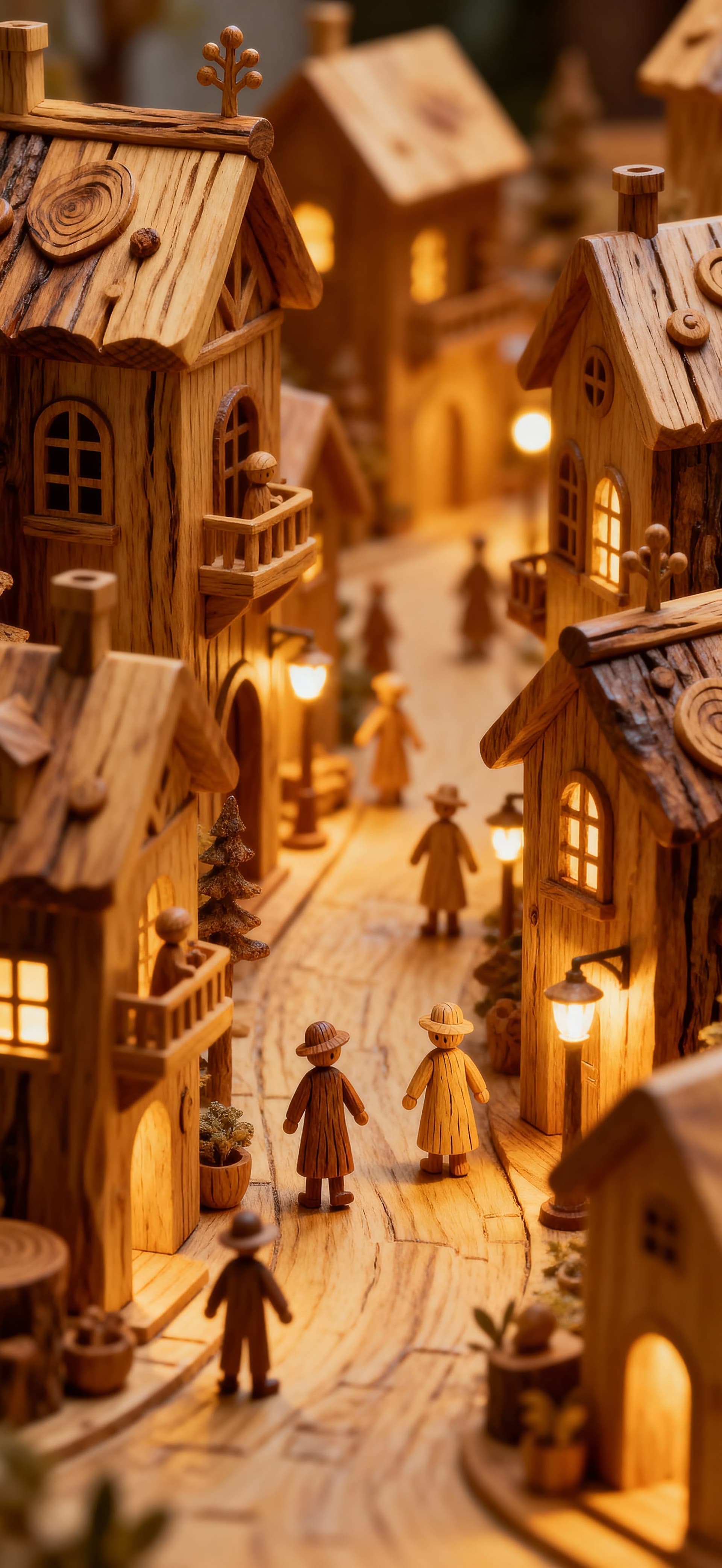 Wooden Winter Village 3 - free phone wallpaper