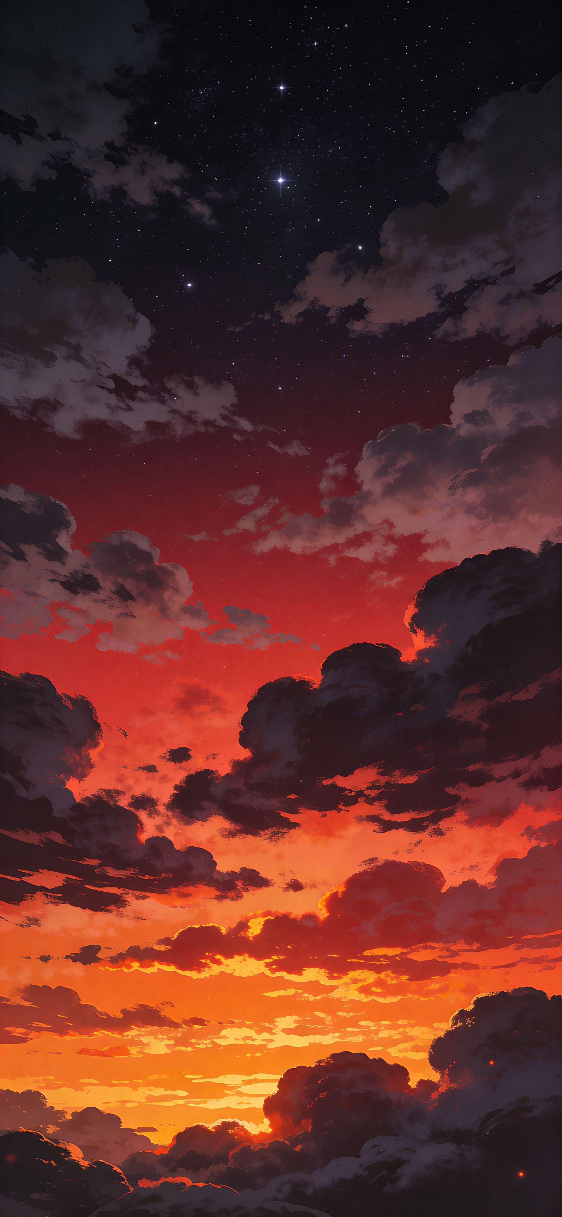 Fiery Sunset Clouds - free phone wallpaper