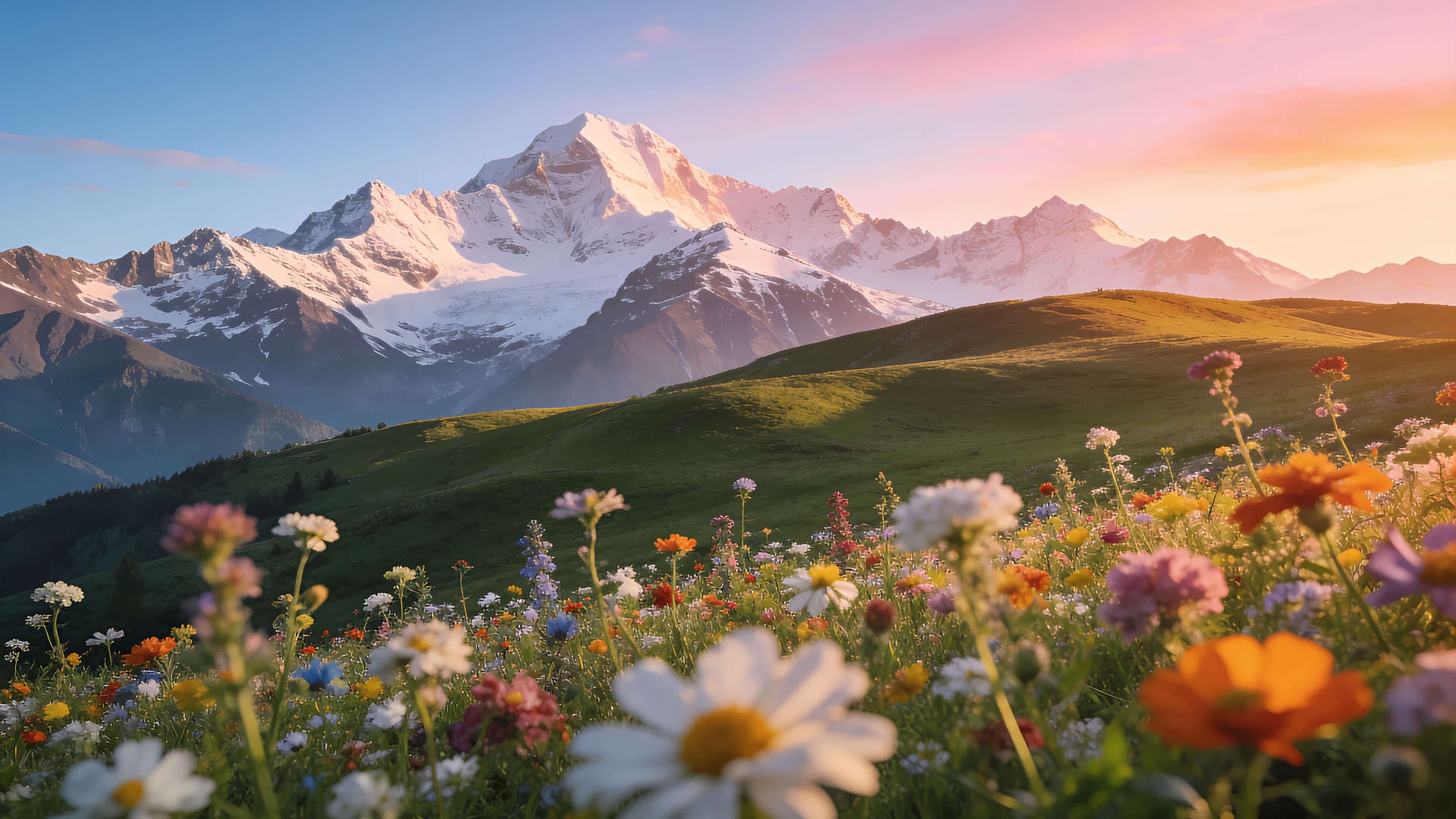 Alpine Meadow Sunset - Pro desktop wallpaper