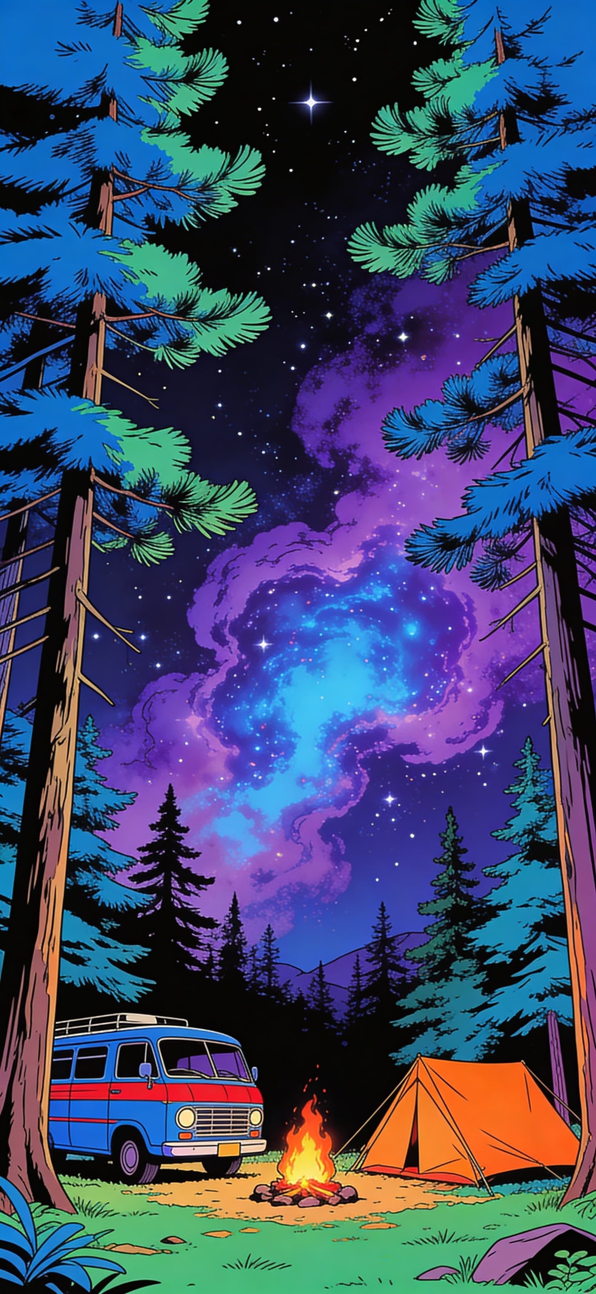 Camping Under Stars - Pro phone wallpaper