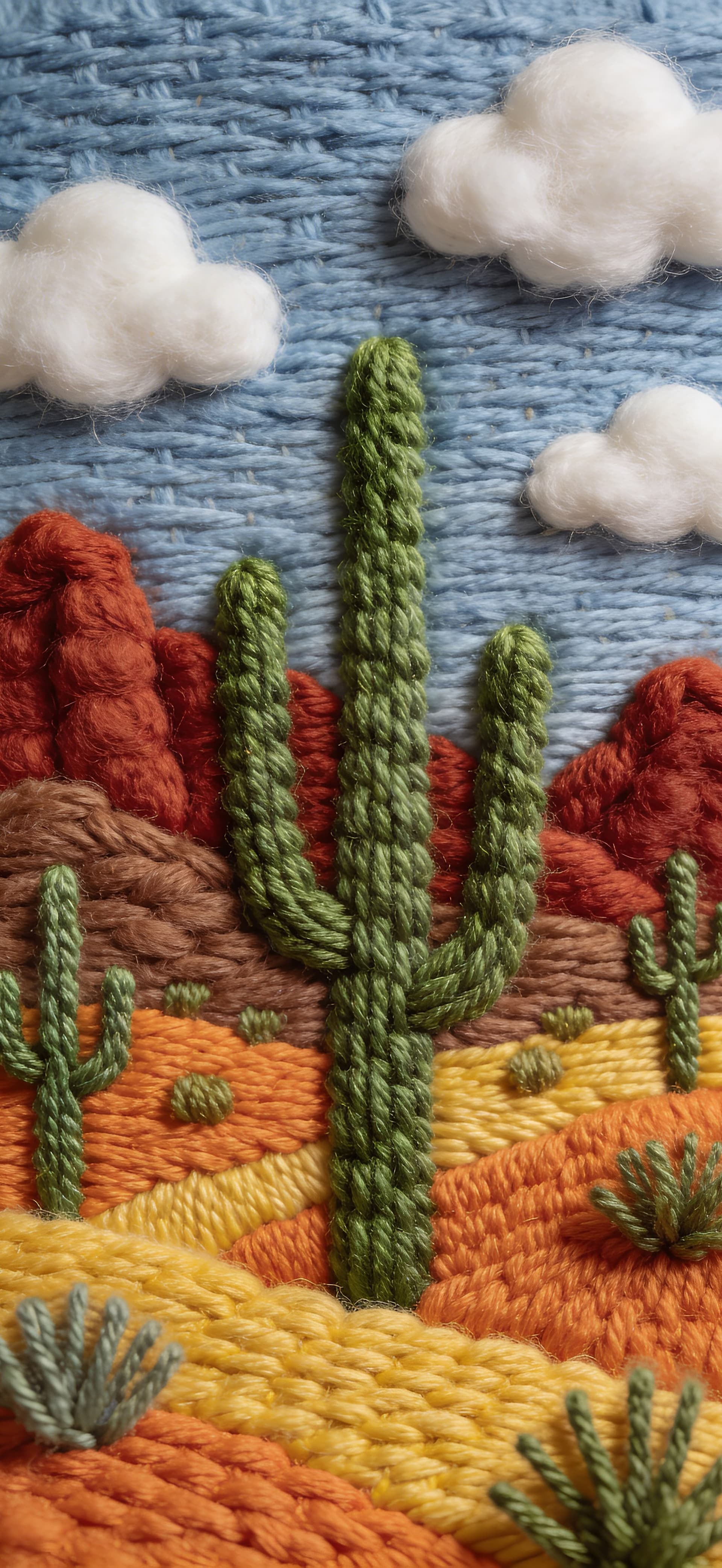 Desert Needlepoint Scene - Pro phone wallpaper