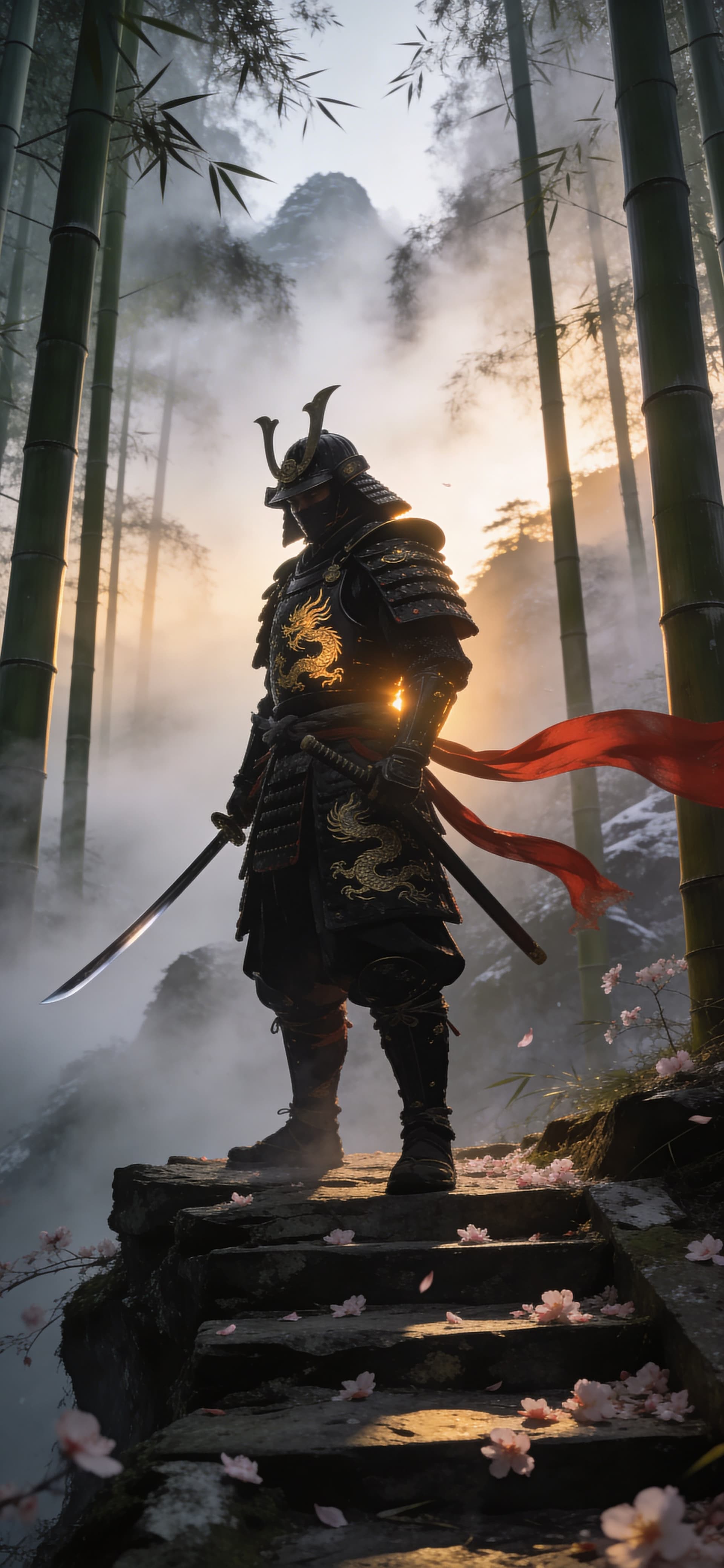 Samurai Forest Warrior - free phone wallpaper