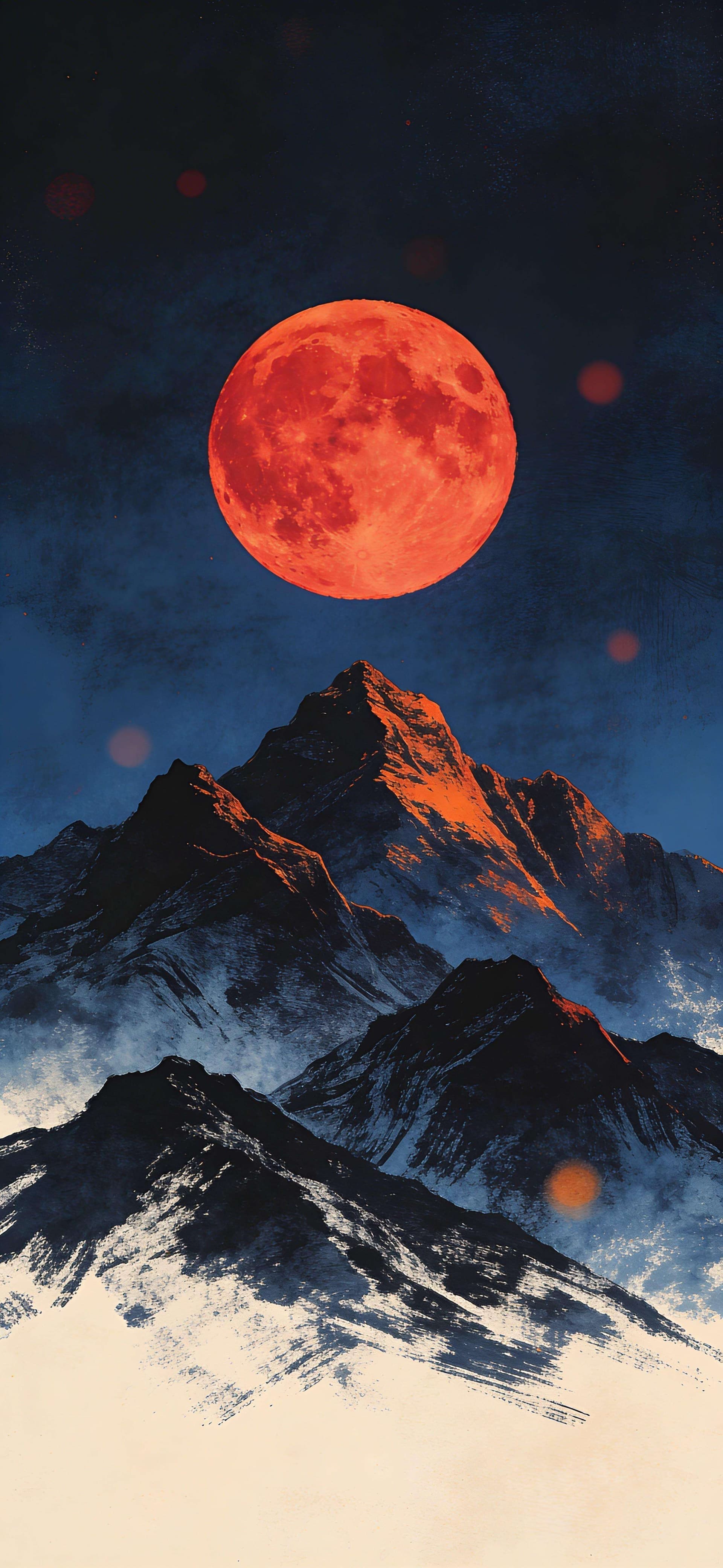 Crimson Lunar Mountain - free phone wallpaper