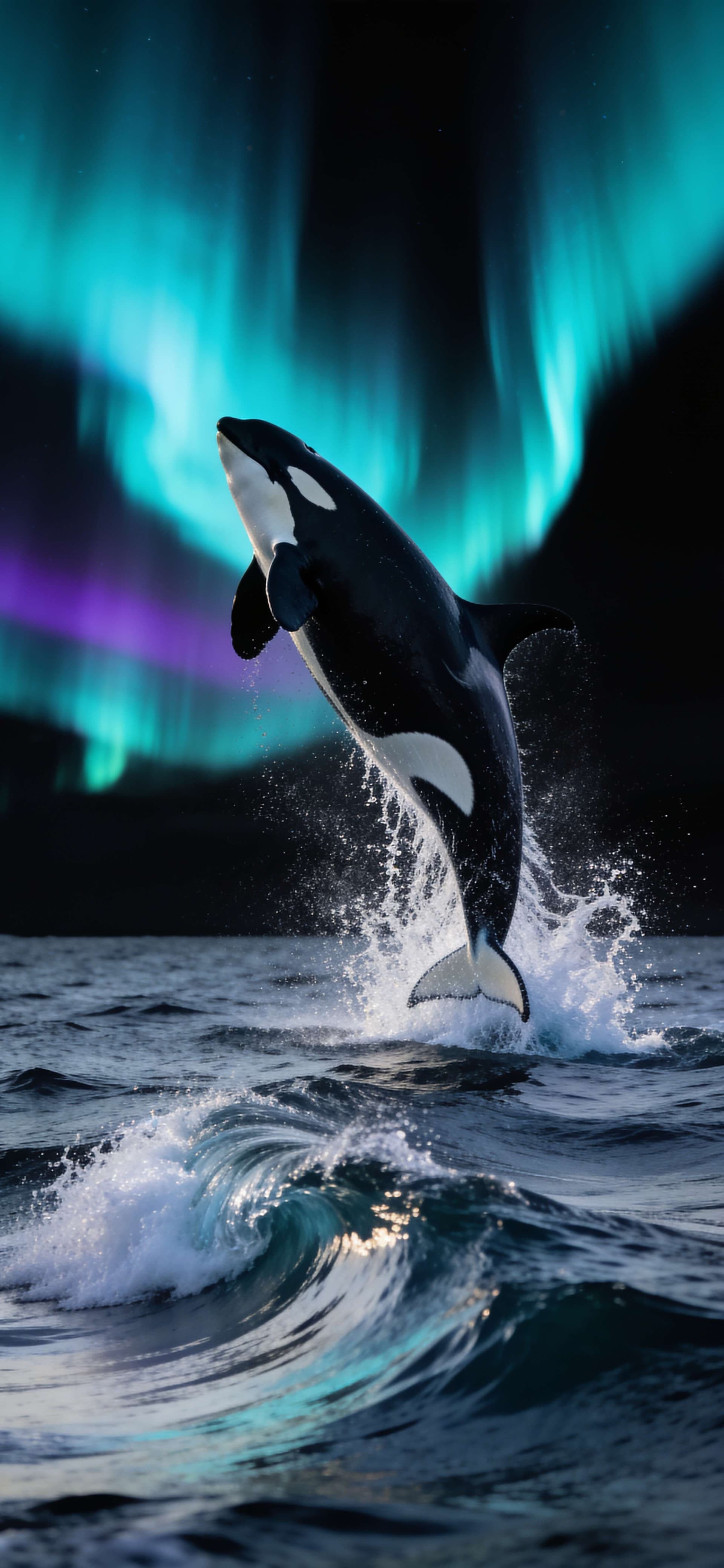 Orca Aurora Leap - free phone wallpaper