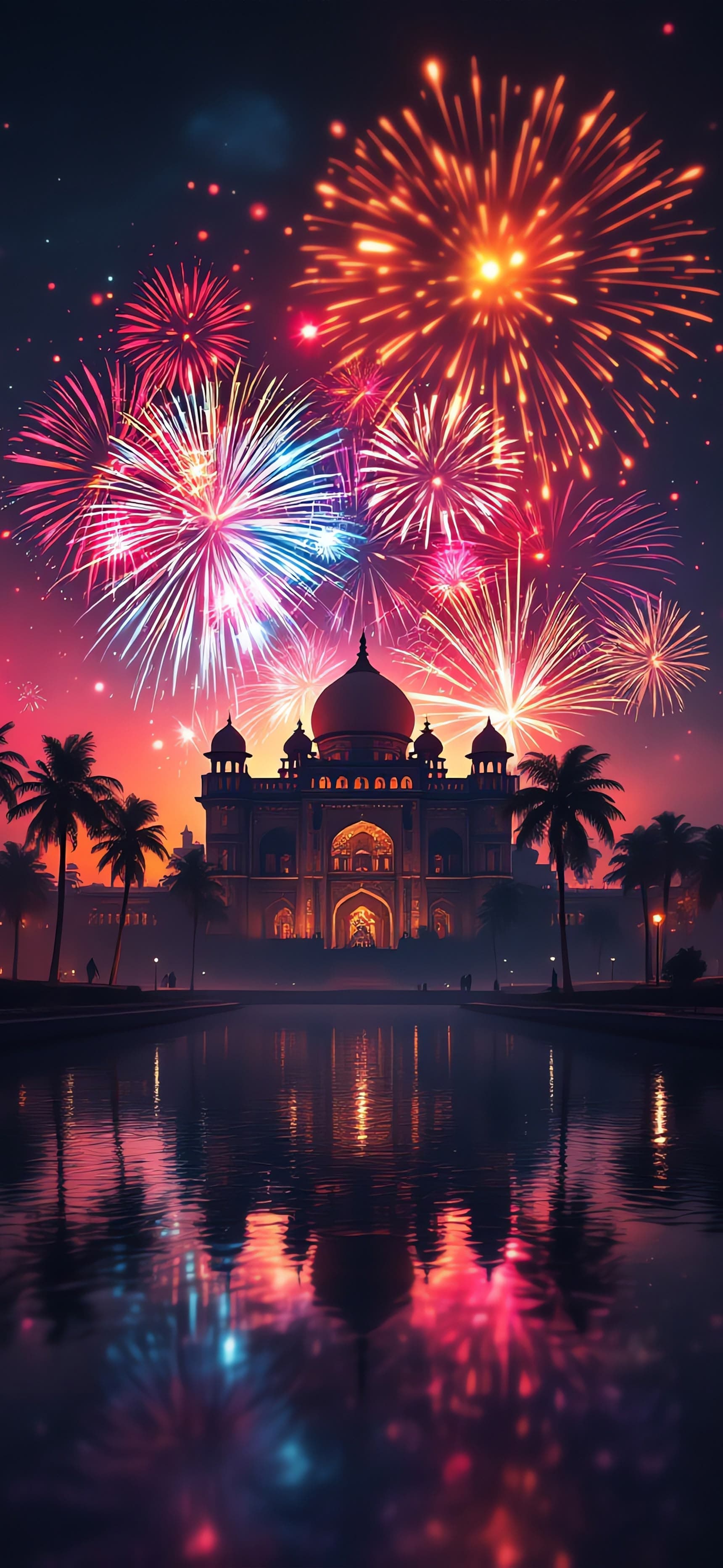 Temple Fireworks 2 - free phone wallpaper