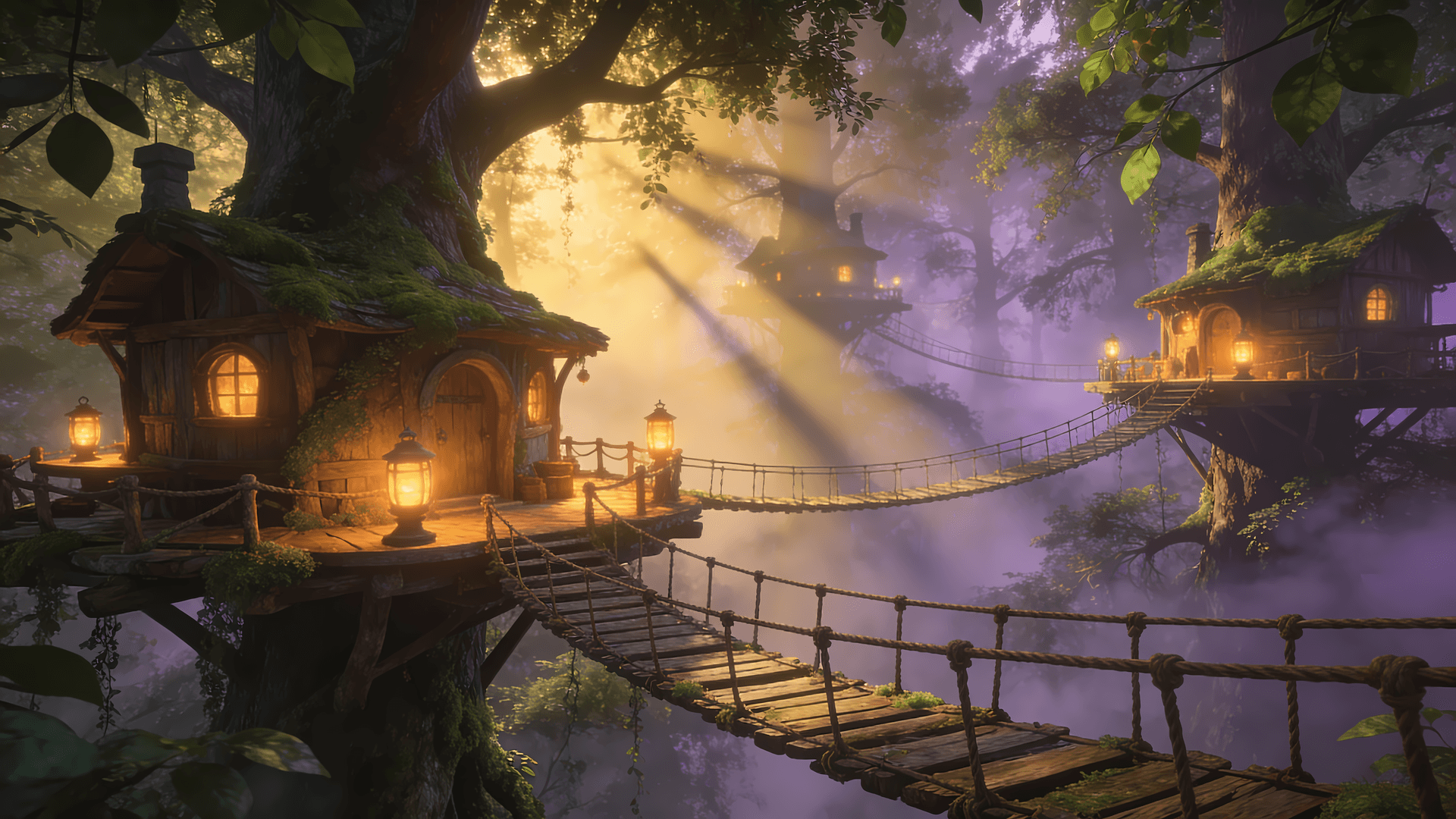 Enchanted Treehouses - free desktop wallpaper