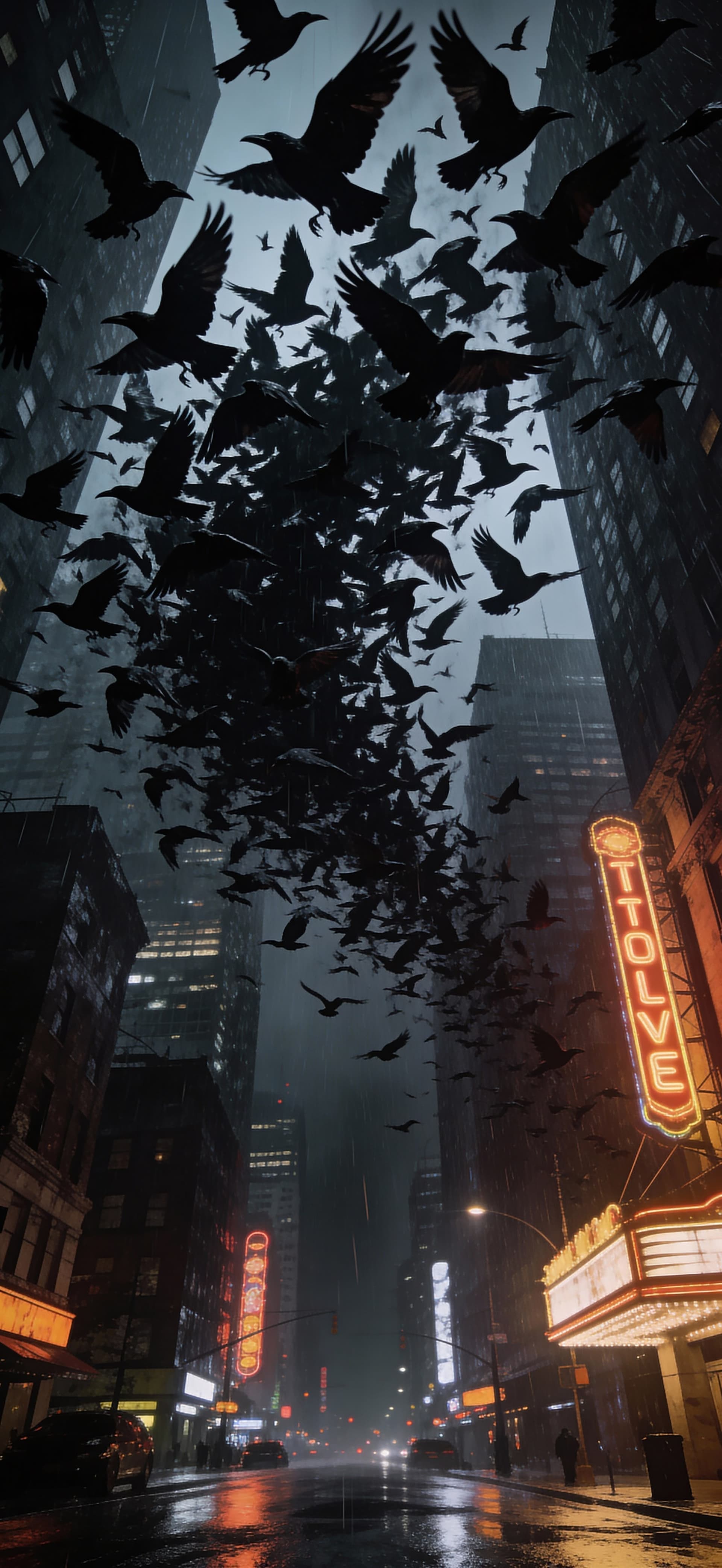 Urban Raven Swarm - free phone wallpaper