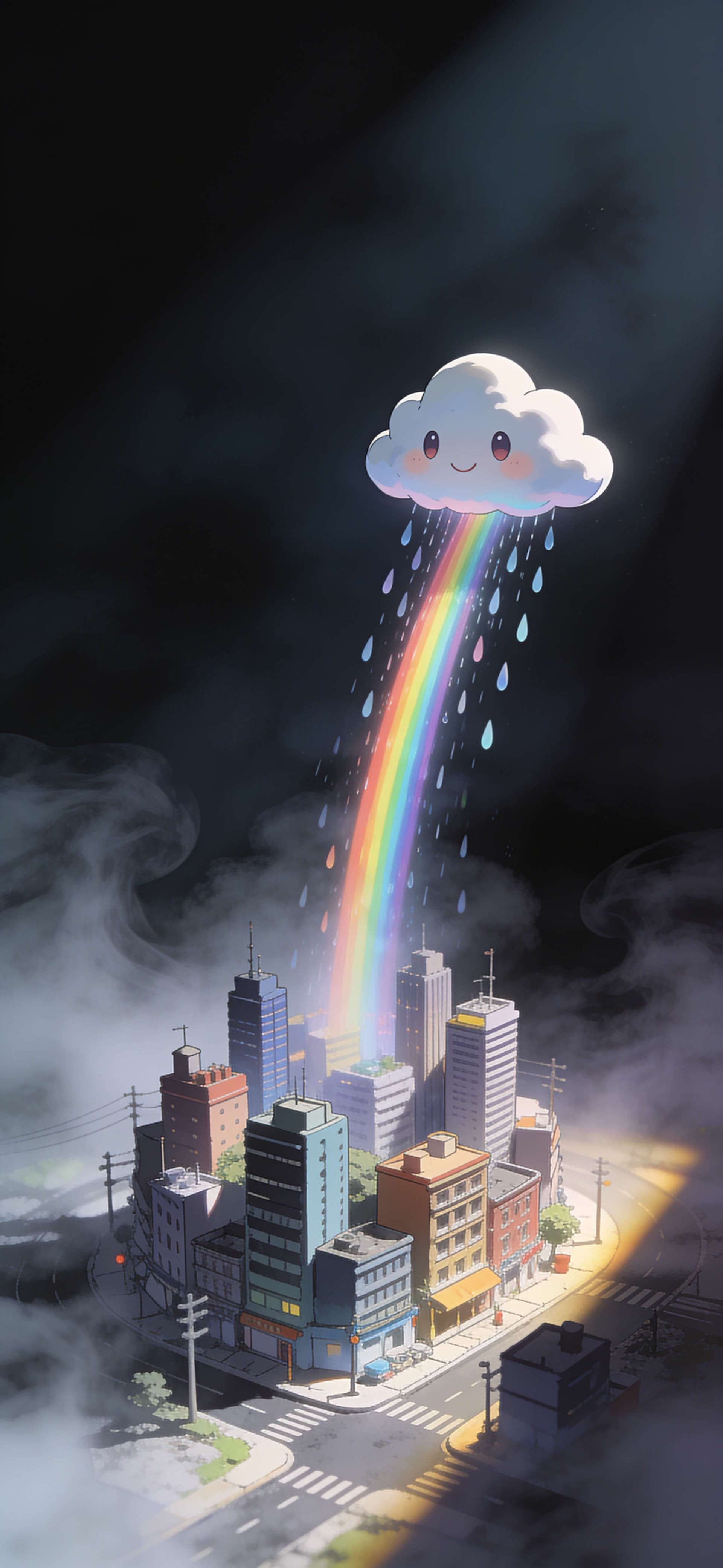 Whimsical Rain Shower - Pro phone wallpaper