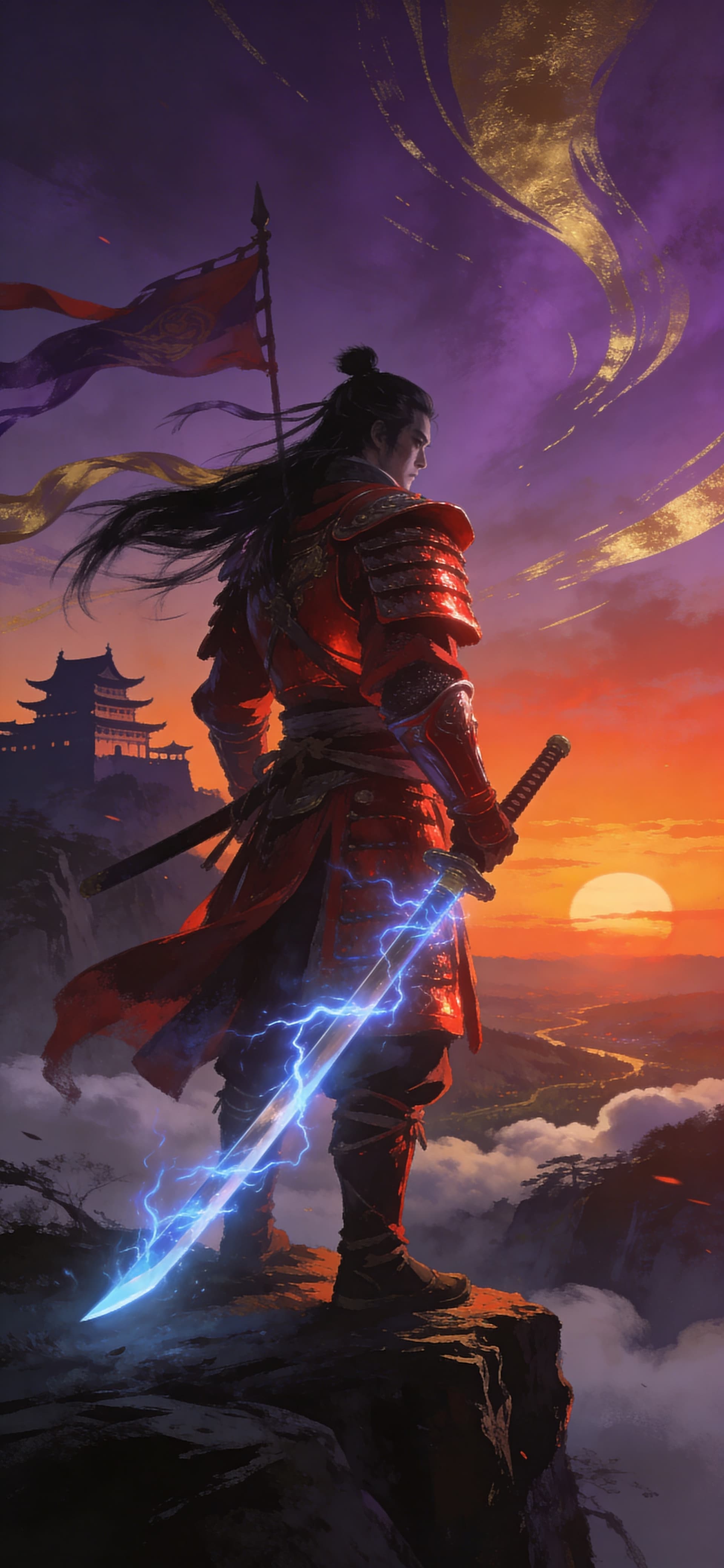 Samurai Sunset Stance 2 - free phone wallpaper