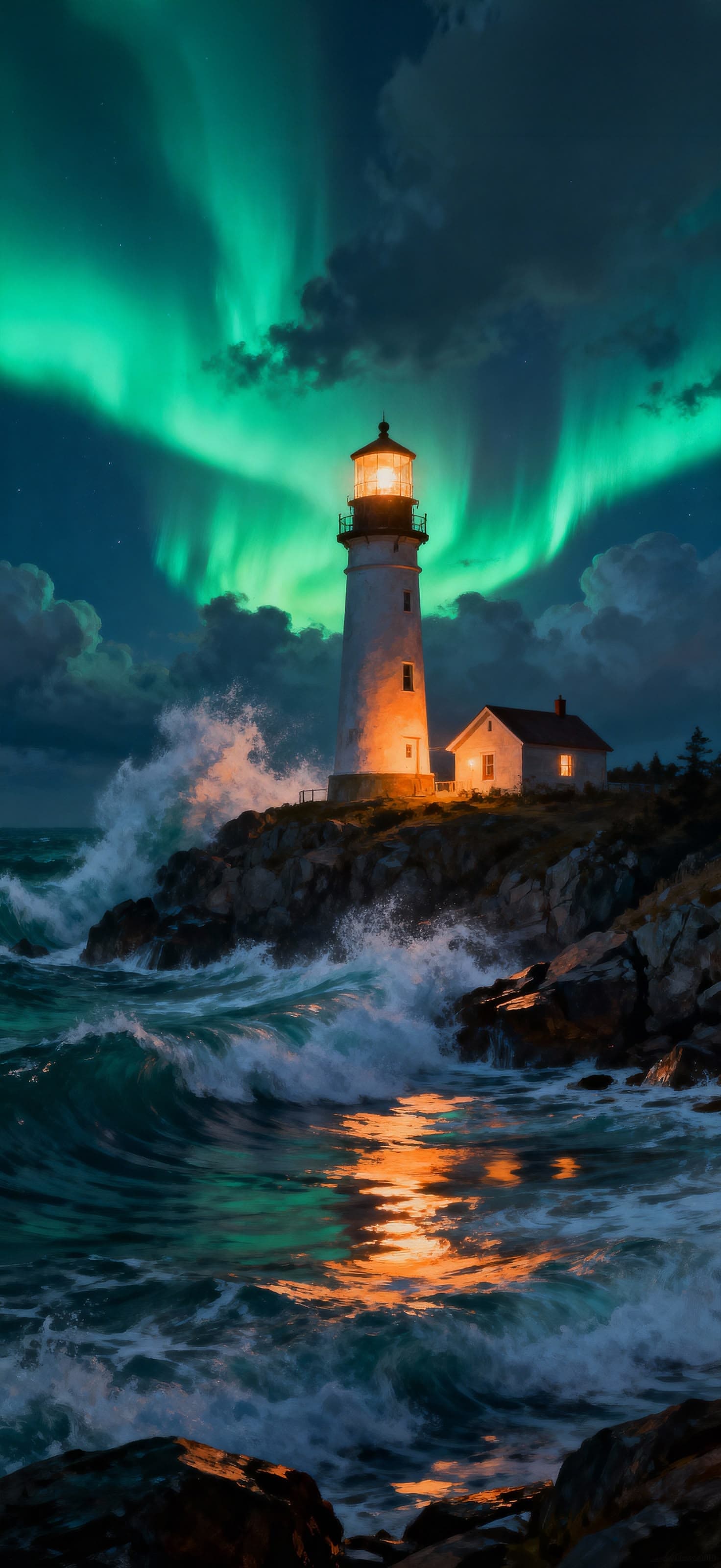 Aurora Lighthouse 2 - free phone wallpaper