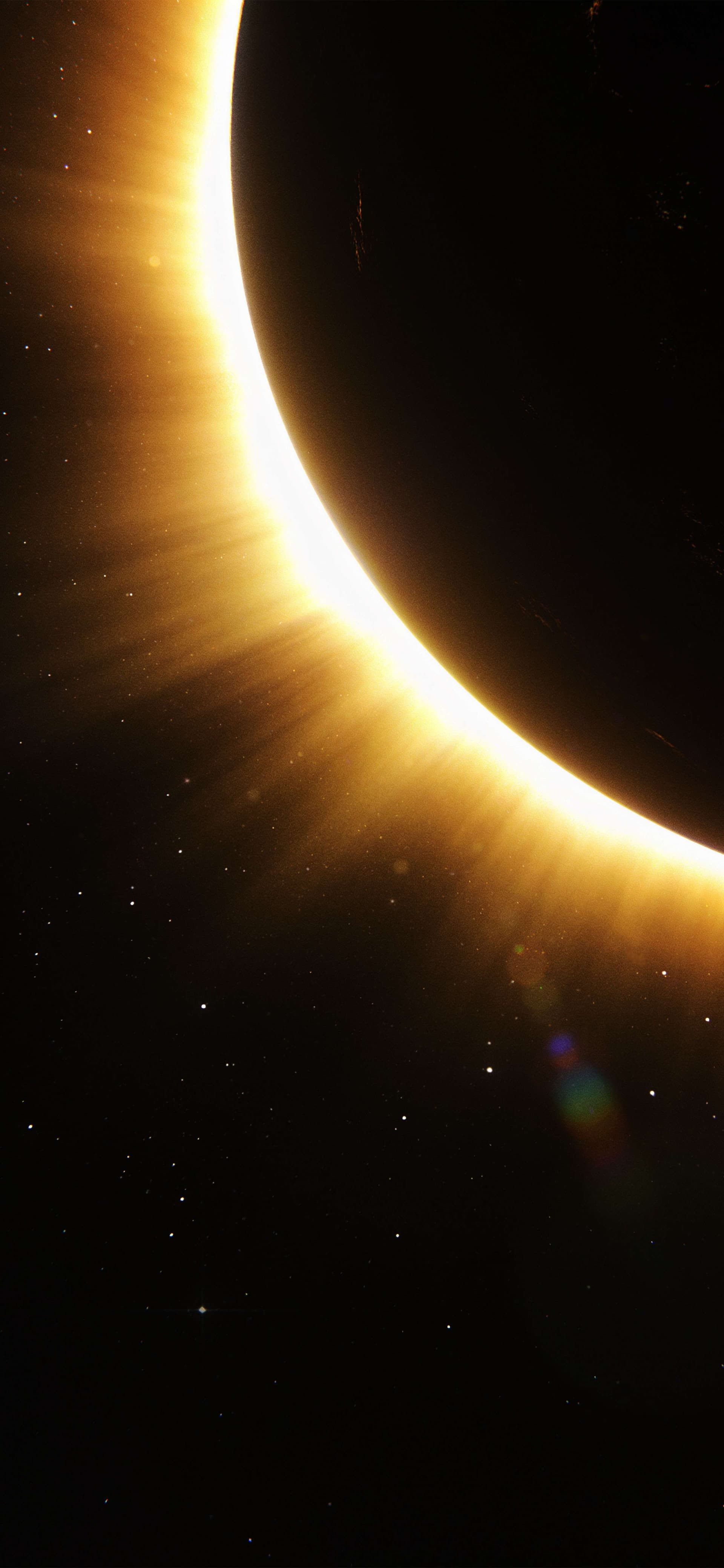 Golden Solar Eclipse - free phone wallpaper