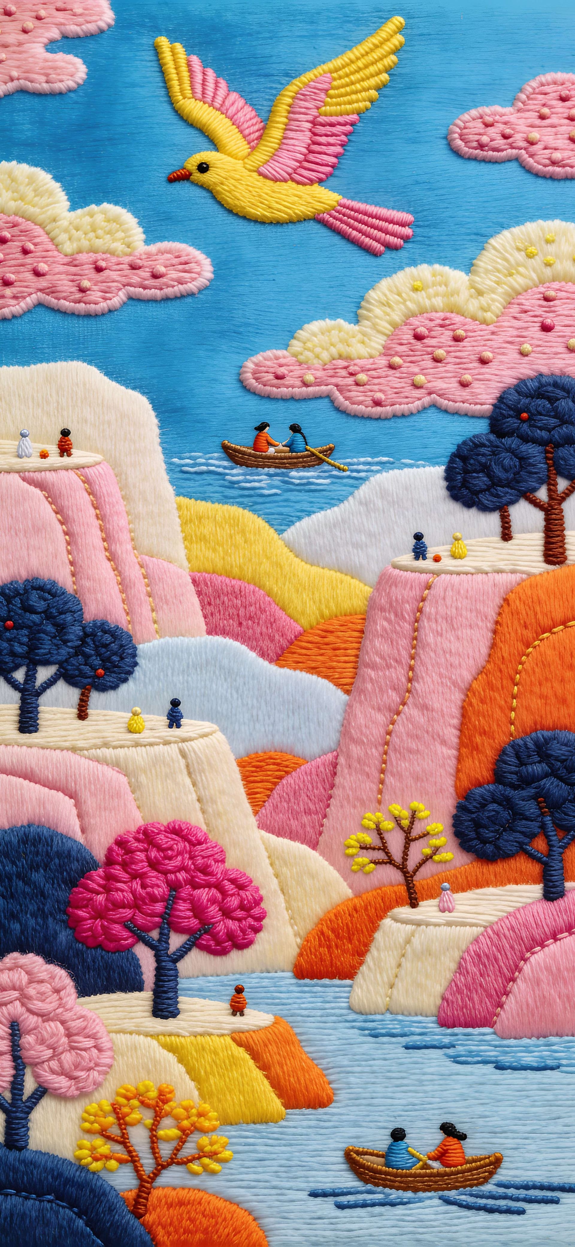 Embroidered River Valley - Pro phone wallpaper