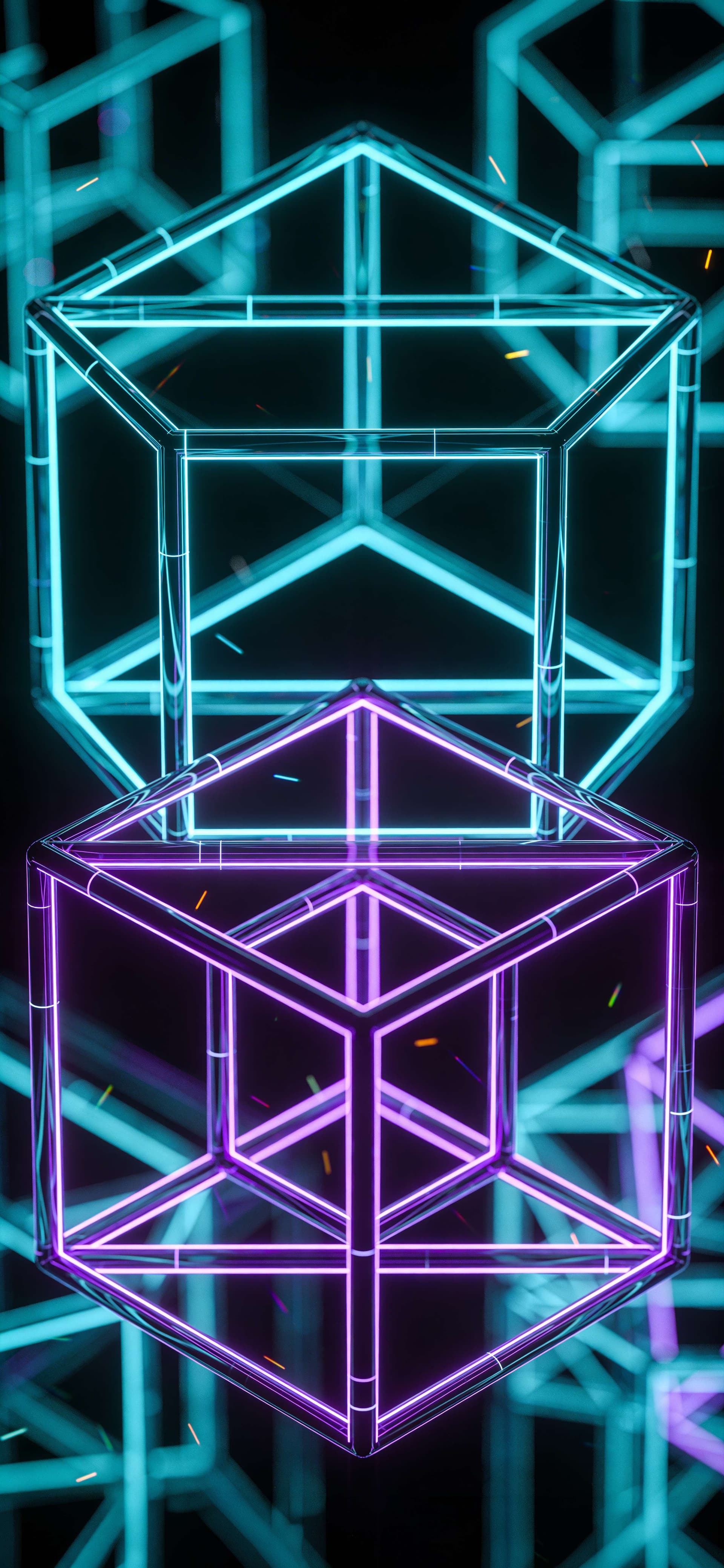 Cubic Neon Stack - Pro phone wallpaper