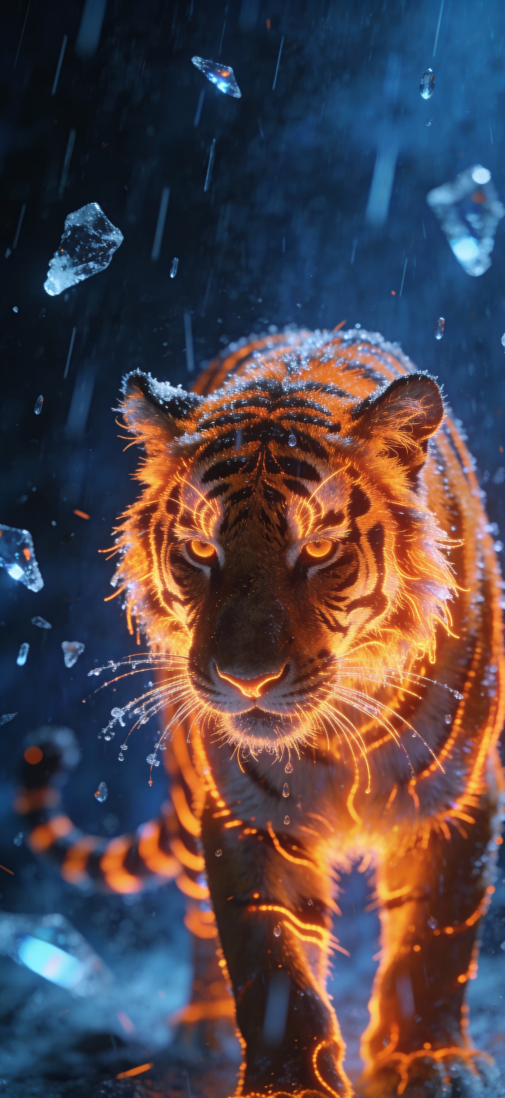 Fiery Tiger Storm 3 - Pro phone wallpaper