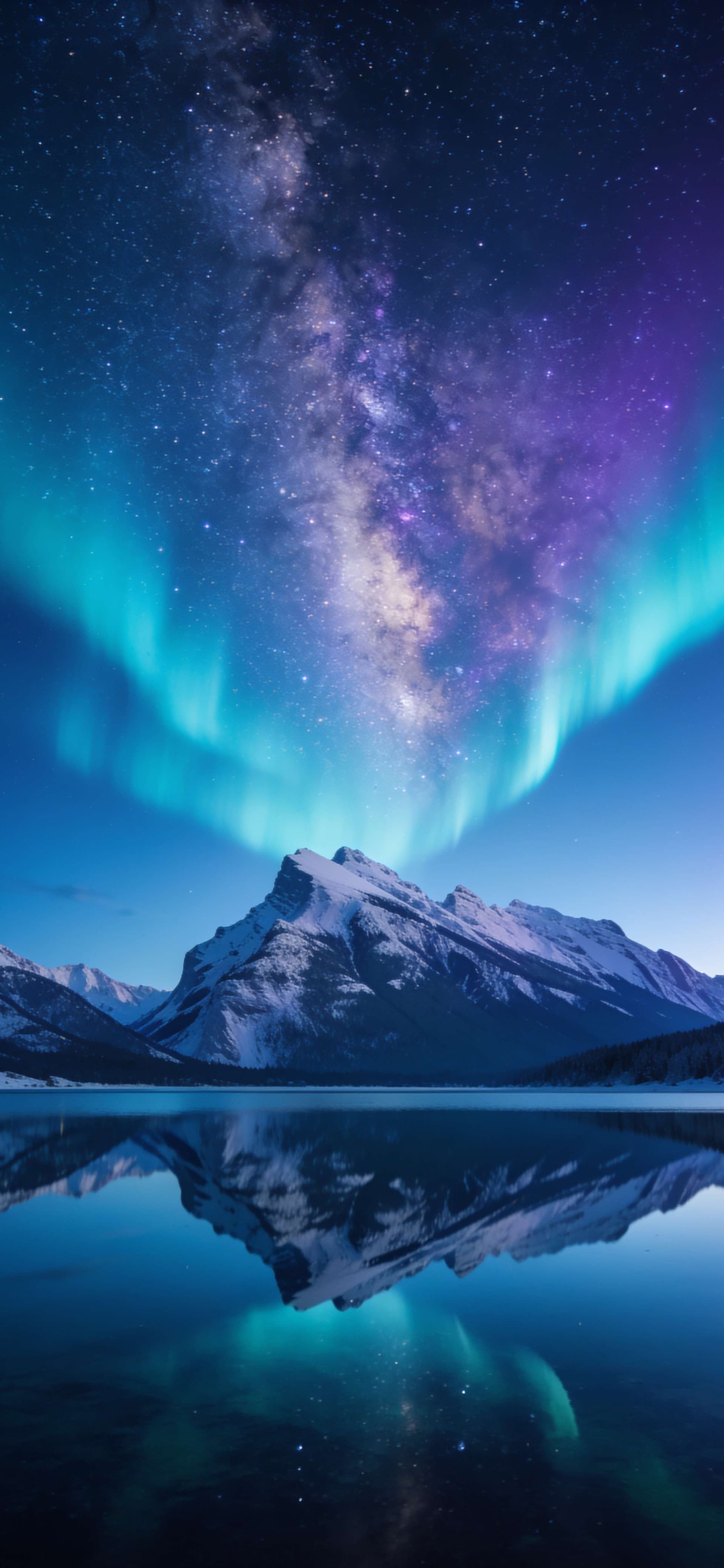 Aurora Over Reflection - Pro phone wallpaper