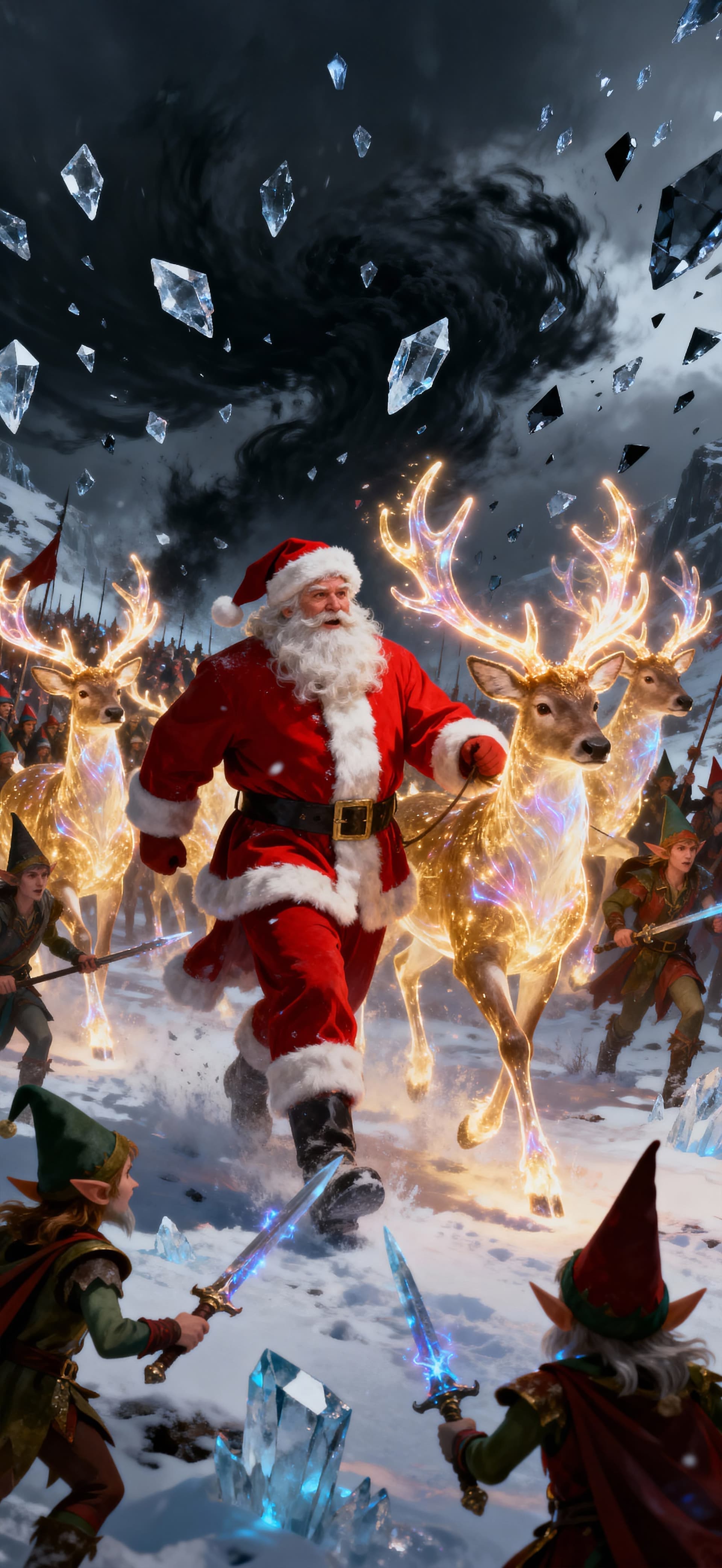 Santa’s Crystal Reindeer Charge 3 - Pro phone wallpaper
