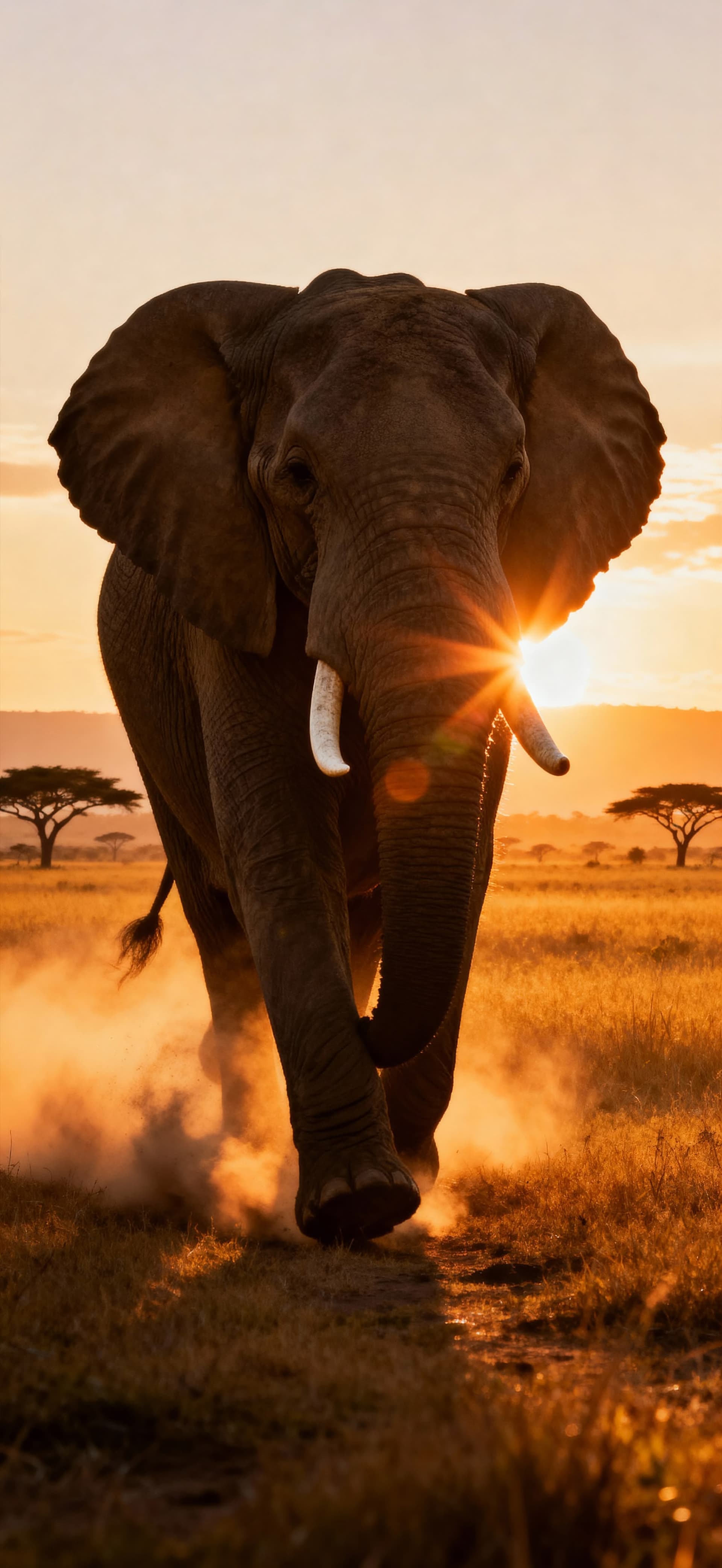 Elephant Sunset 2 - free phone wallpaper