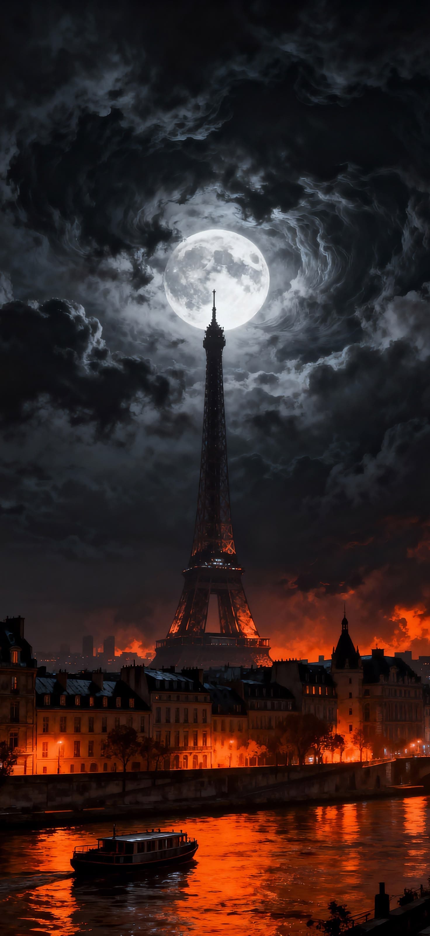 Lunar Over Paris - Pro phone wallpaper