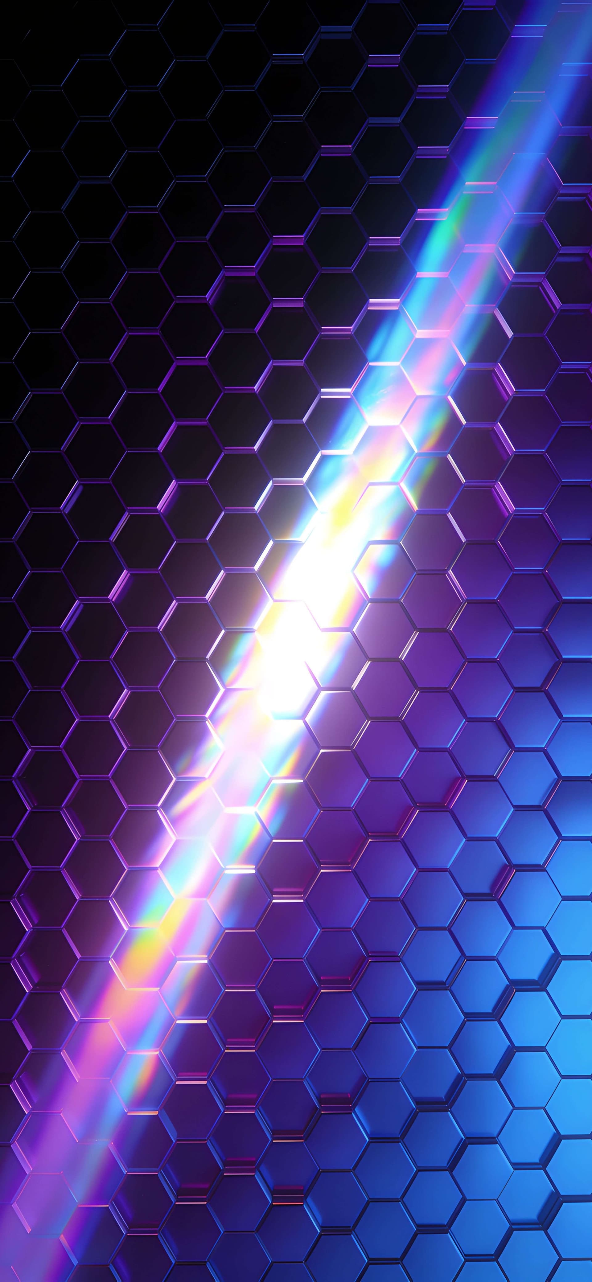 Prismatic Hex Grid - free phone wallpaper