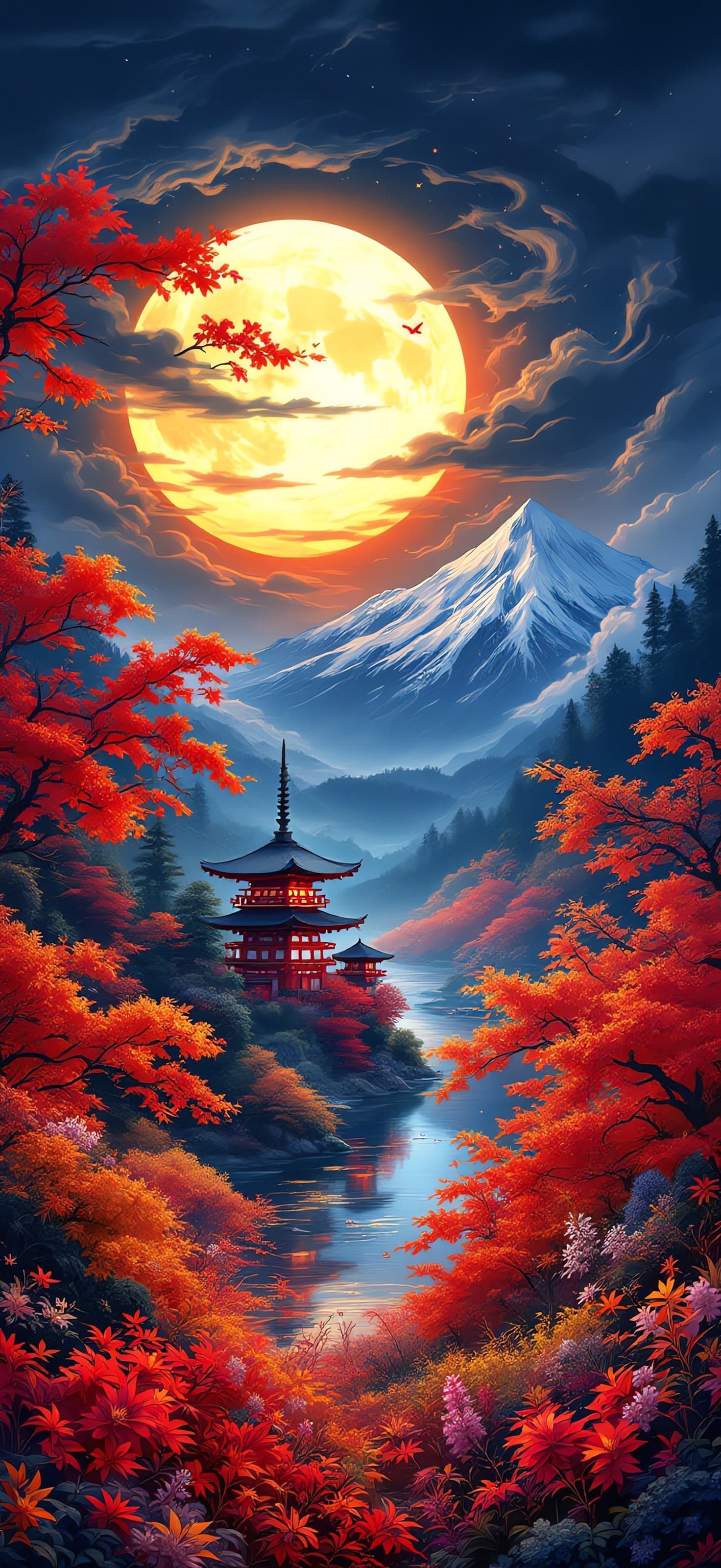 Crimson Temple Moon 3 - Pro phone wallpaper
