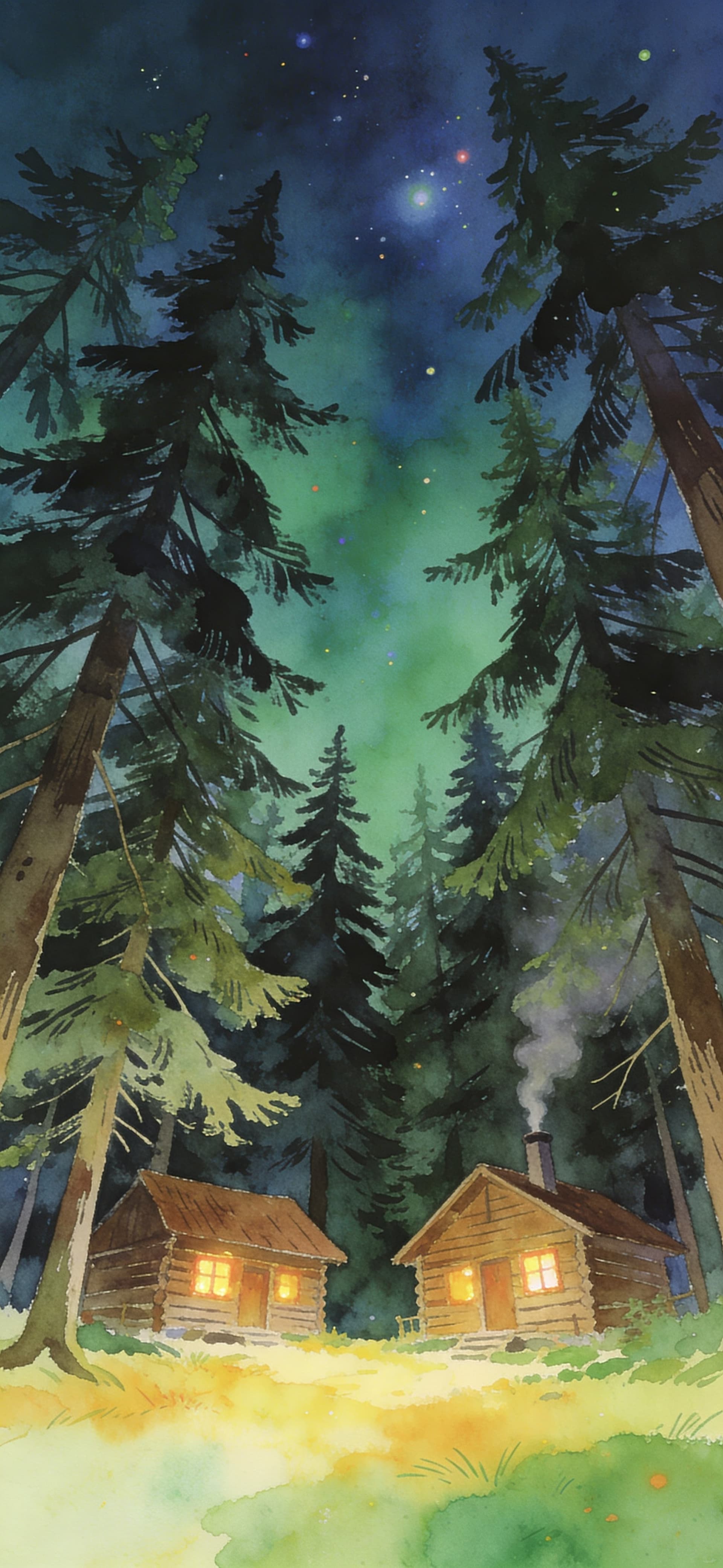 Cabin Under Stars - free phone wallpaper