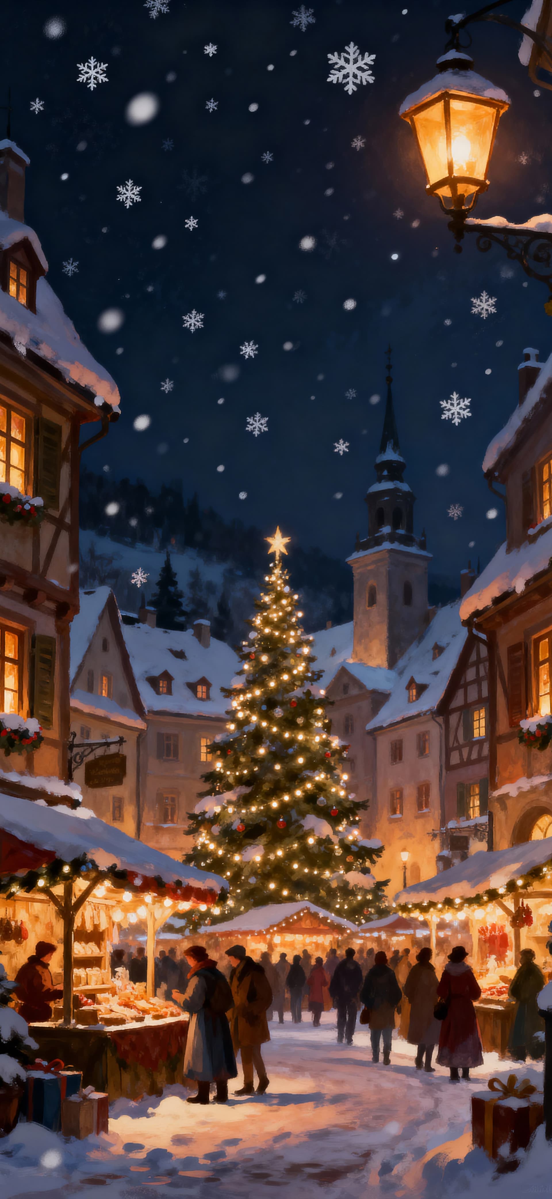Christmas night in the city 1 - free phone wallpaper