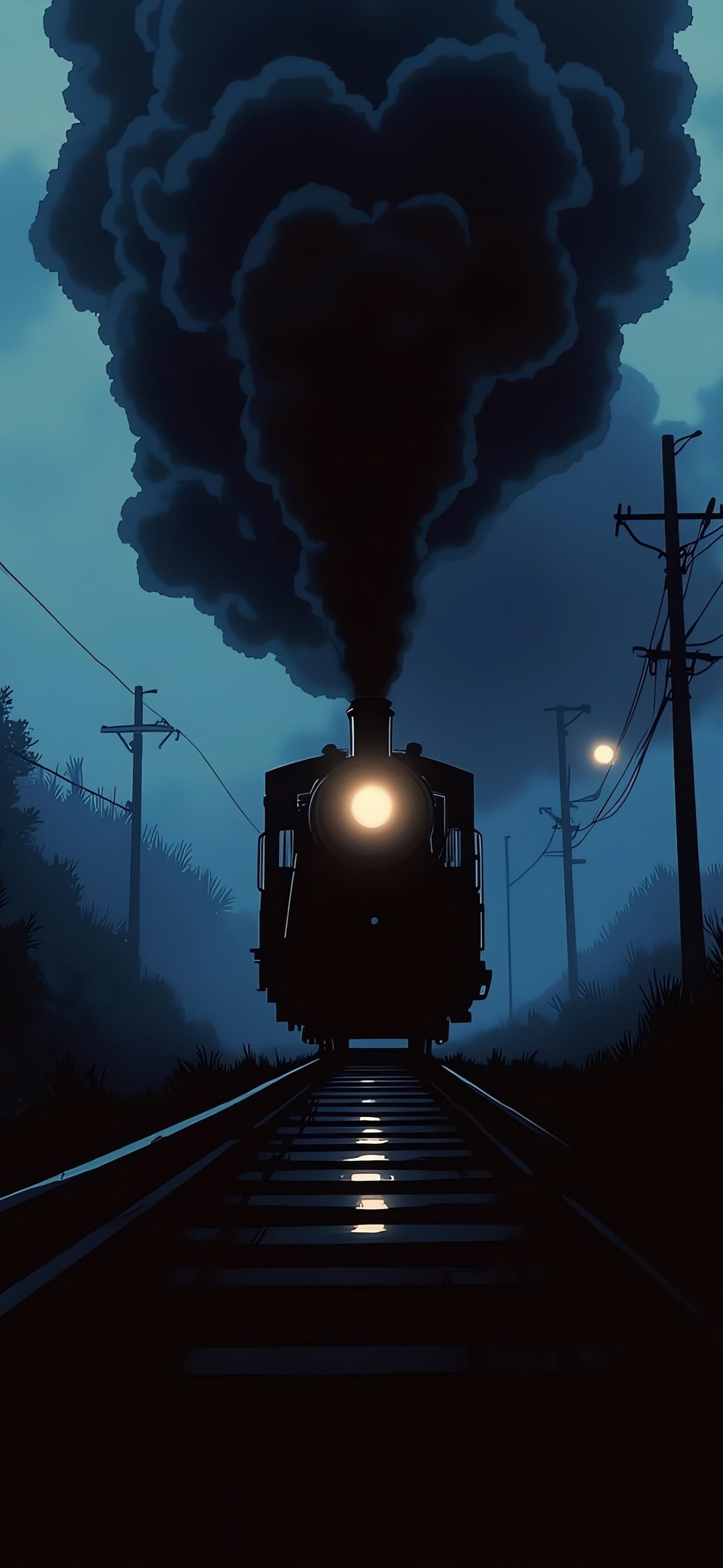 Train in Shadows - free phone wallpaper