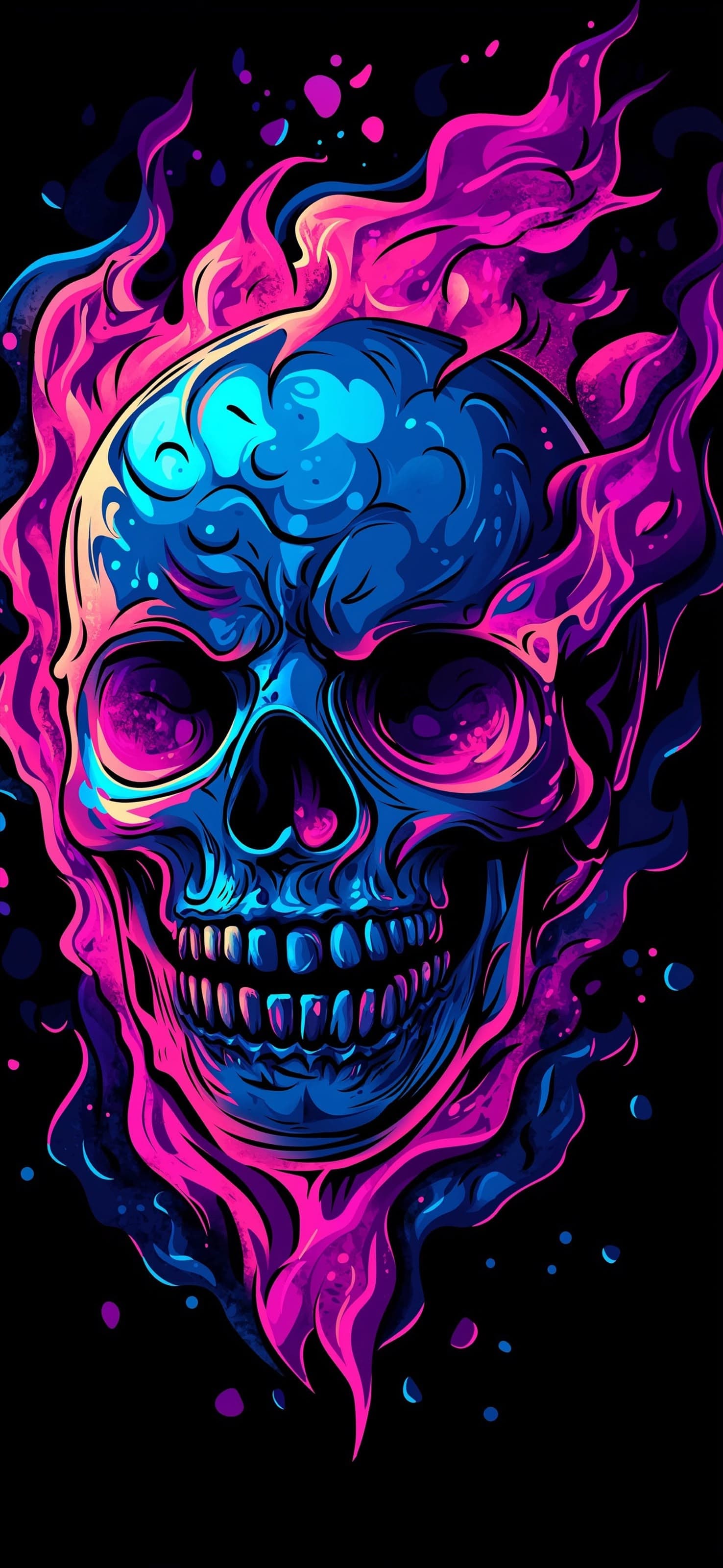 Neon Skull 3 - free phone wallpaper