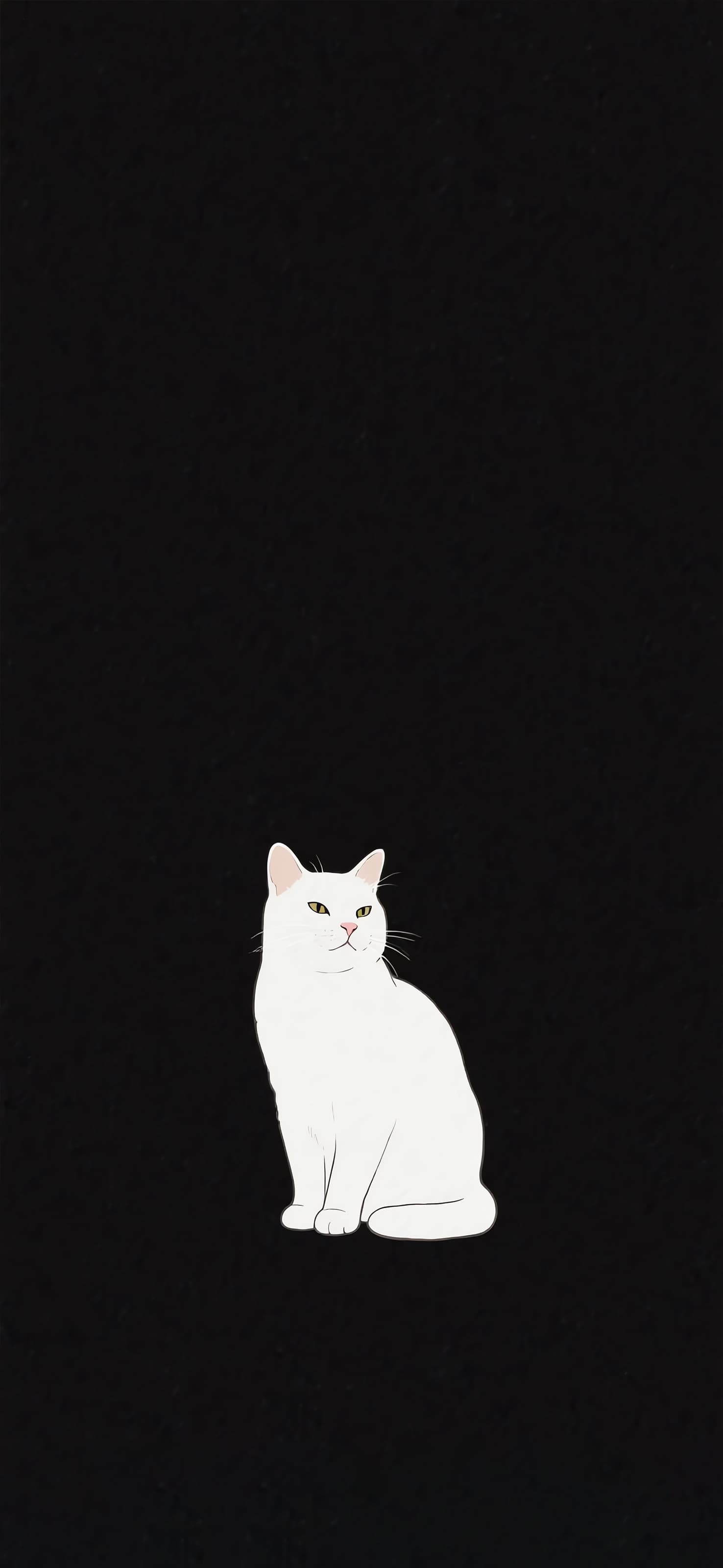 White cat on black background 1 - free phone wallpaper