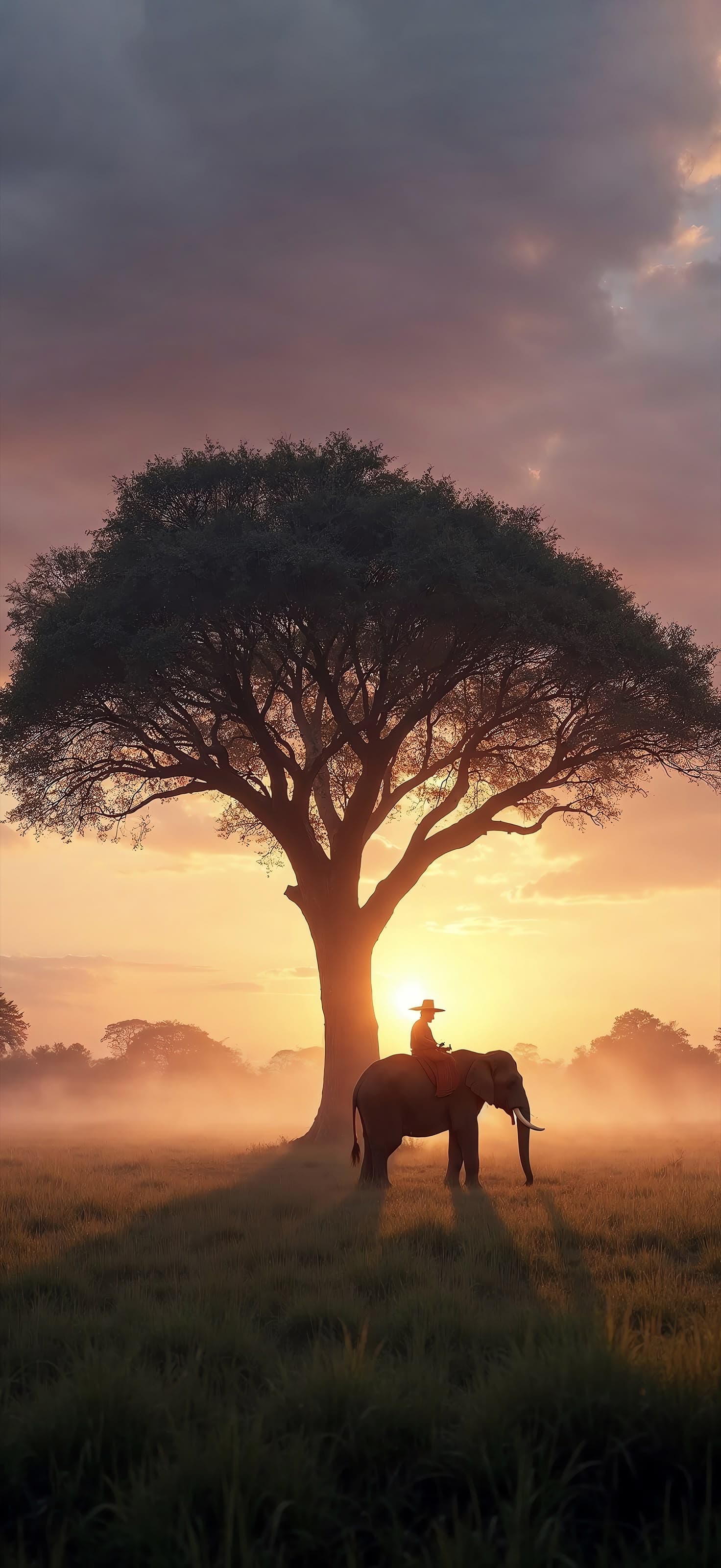 Elephant at Sunset - Pro phone wallpaper