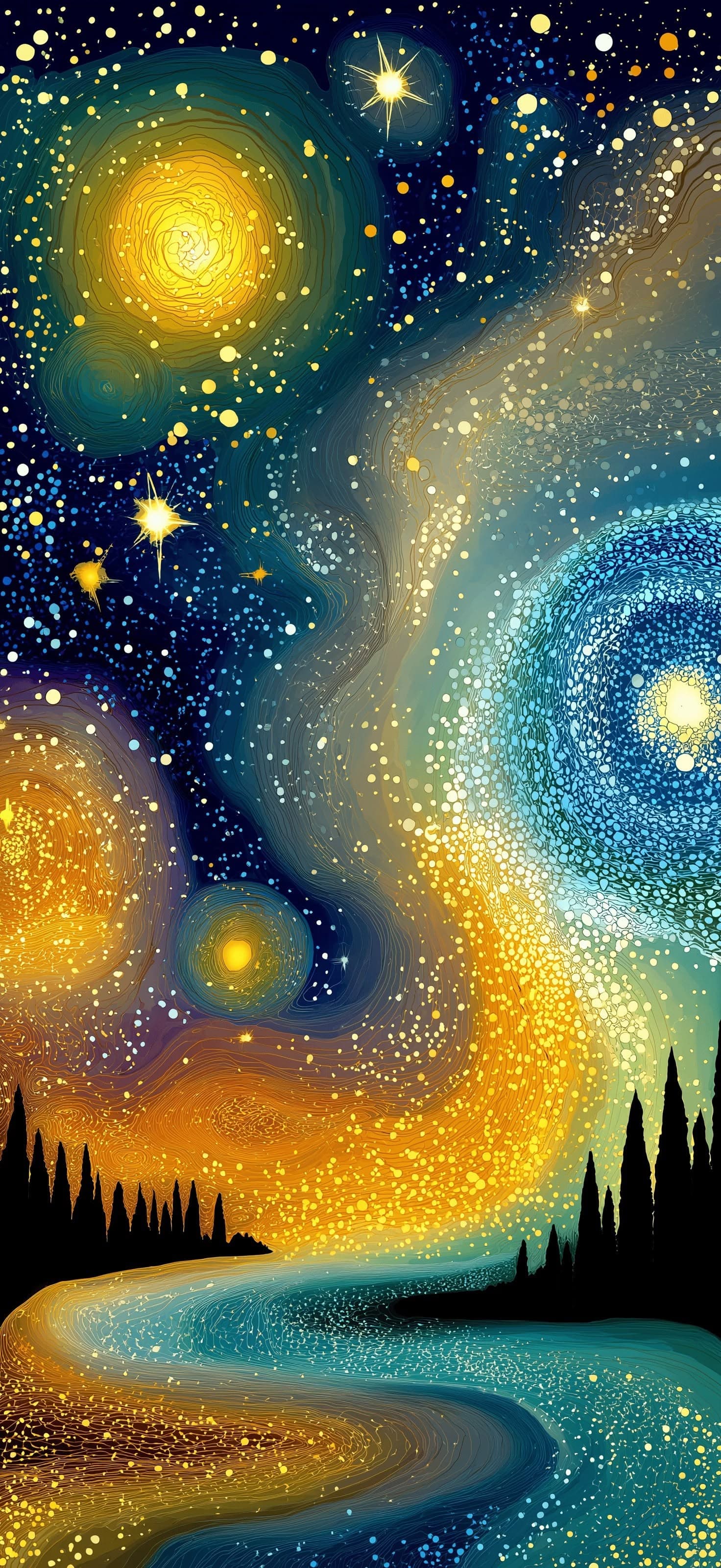 Starry Night Landscape - Pro phone wallpaper