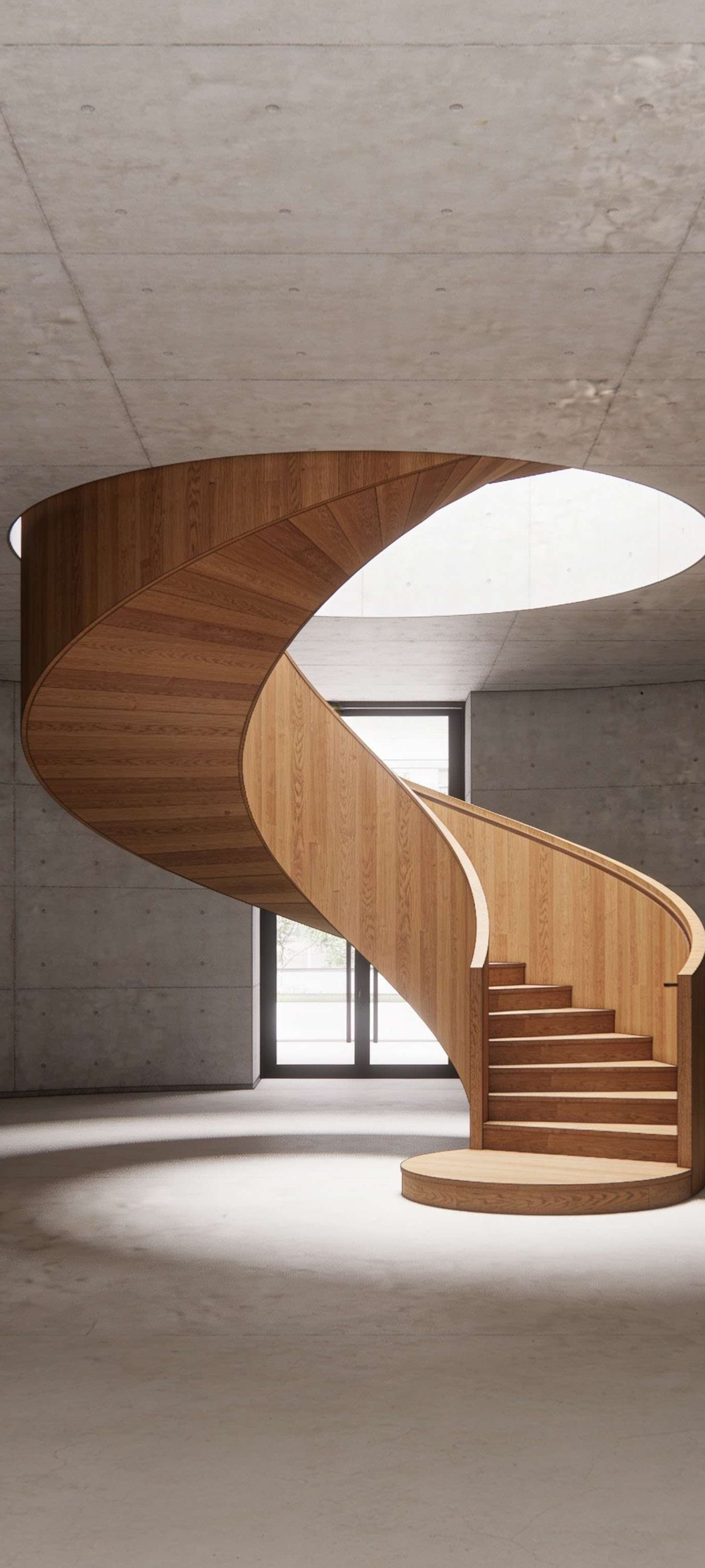Spiral Wooden Stairs - free phone wallpaper