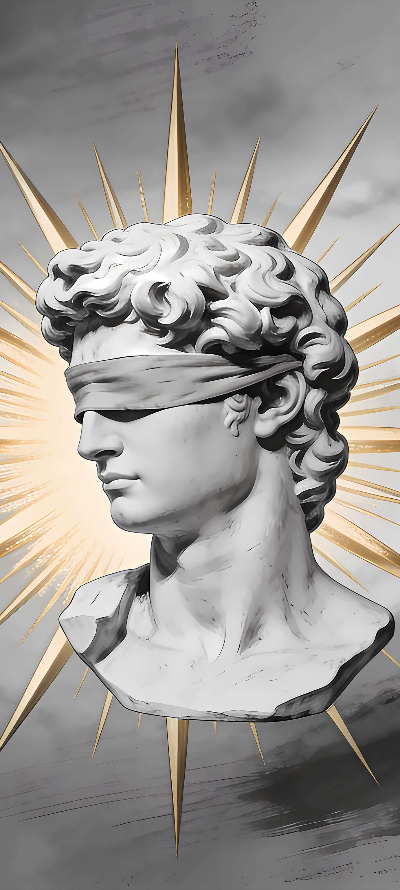 Golden Blindfolded Sculptures - Pro phone wallpaper
