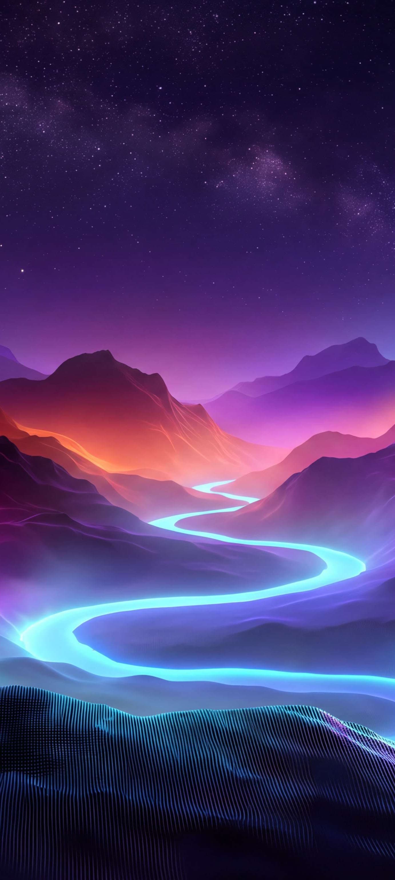 Neon River Valley - free phone wallpaper
