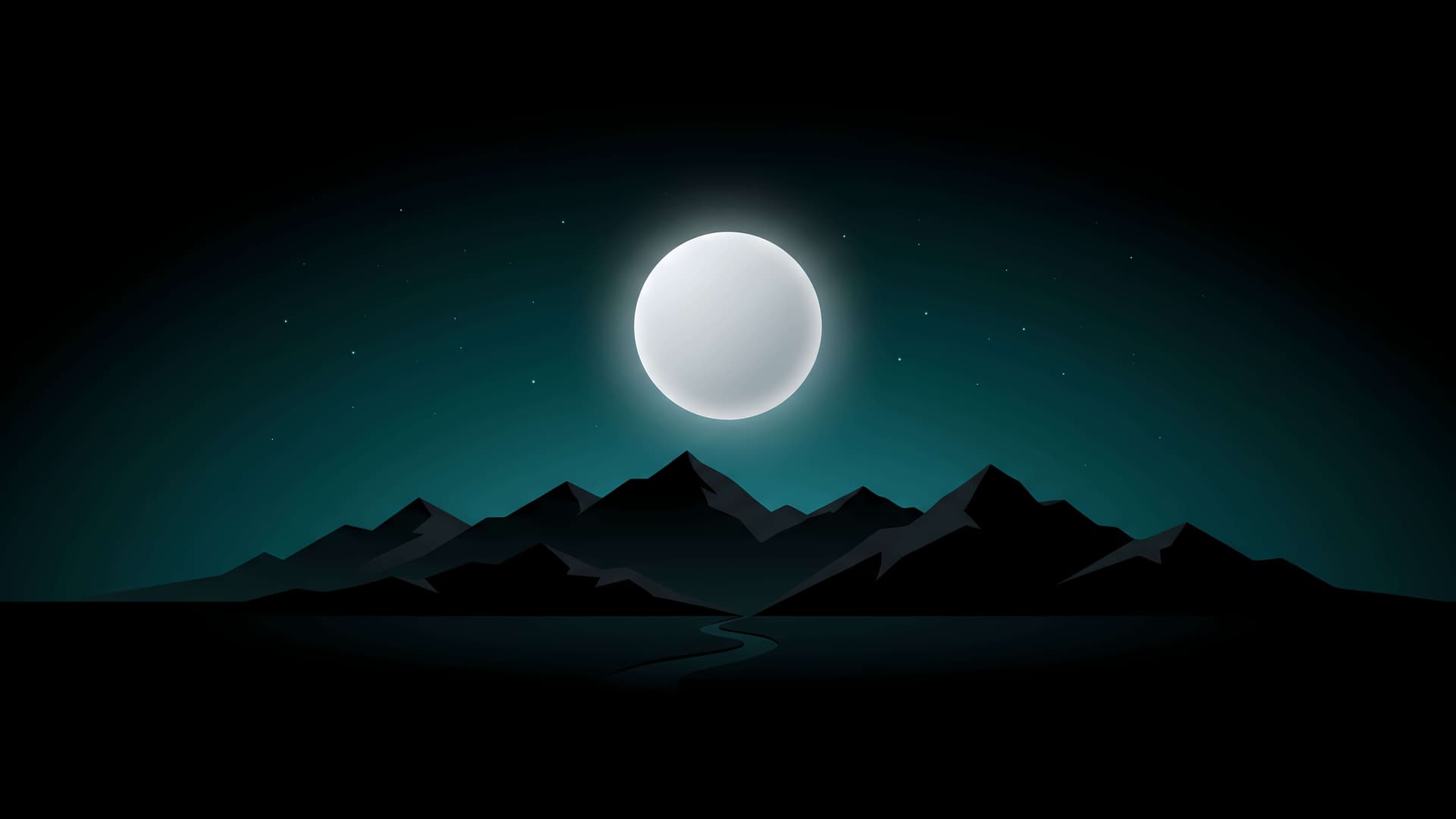 Minimalist Moonlit Peaks - free desktop wallpaper