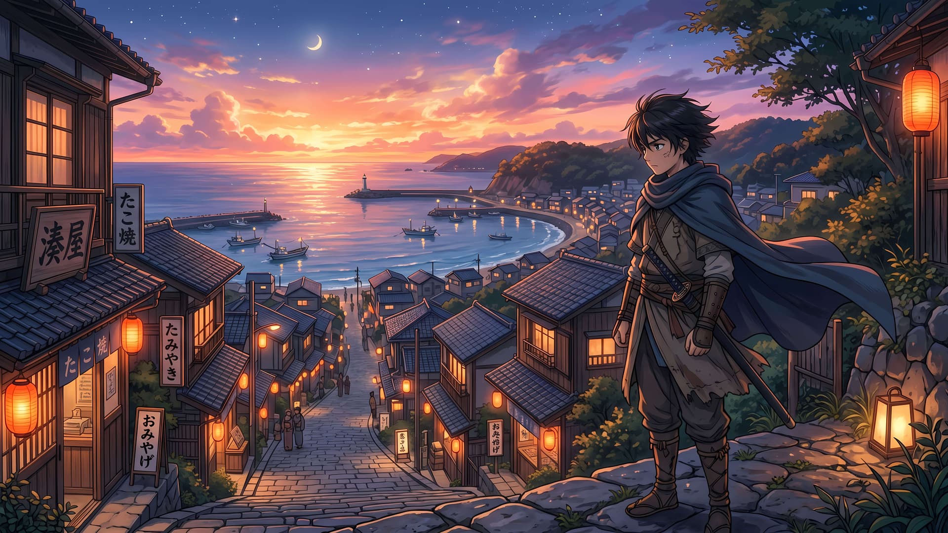 Twilight Harbor Journey - free desktop wallpaper
