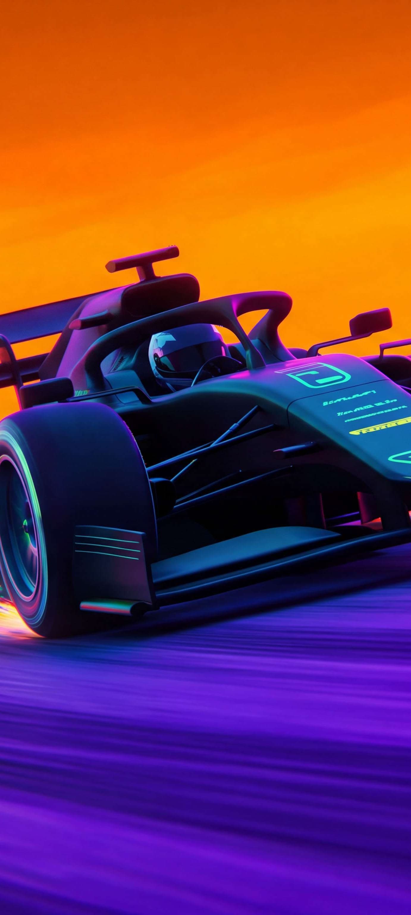 Synthwave Race Drift - free phone wallpaper