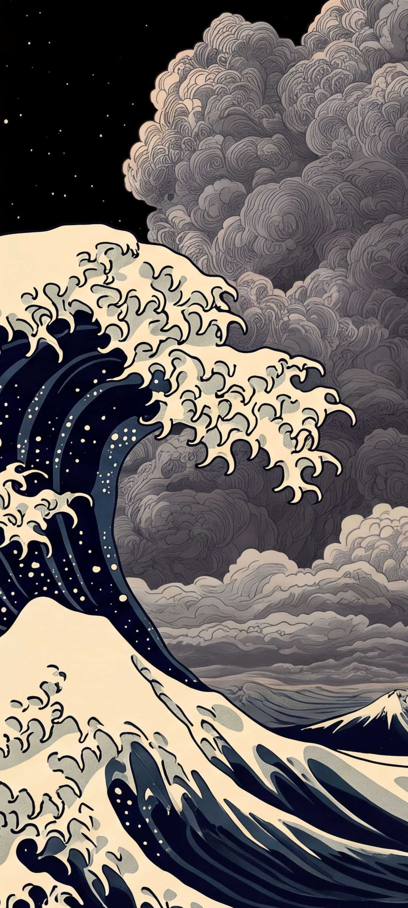 Great Wave Night - free phone wallpaper