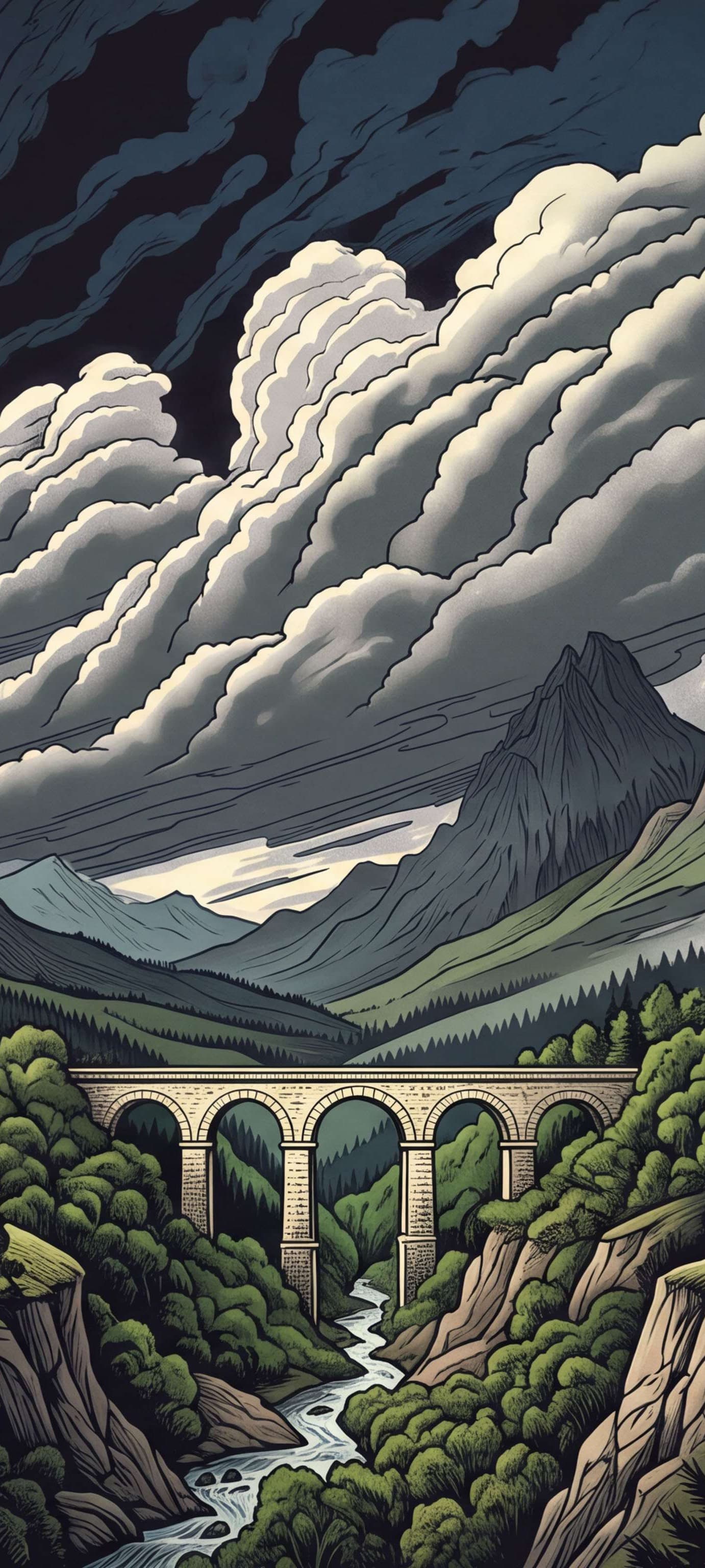 Stormy Mountain Valley - Pro phone wallpaper
