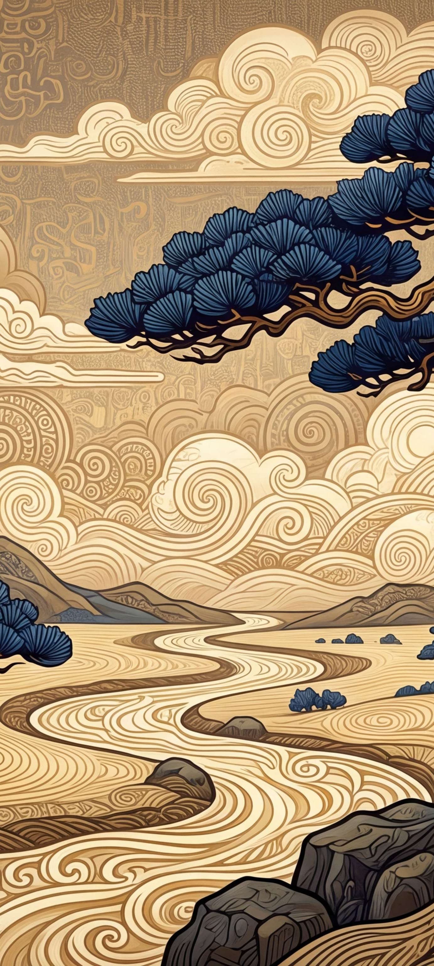Zen Pine Landscape - Pro phone wallpaper