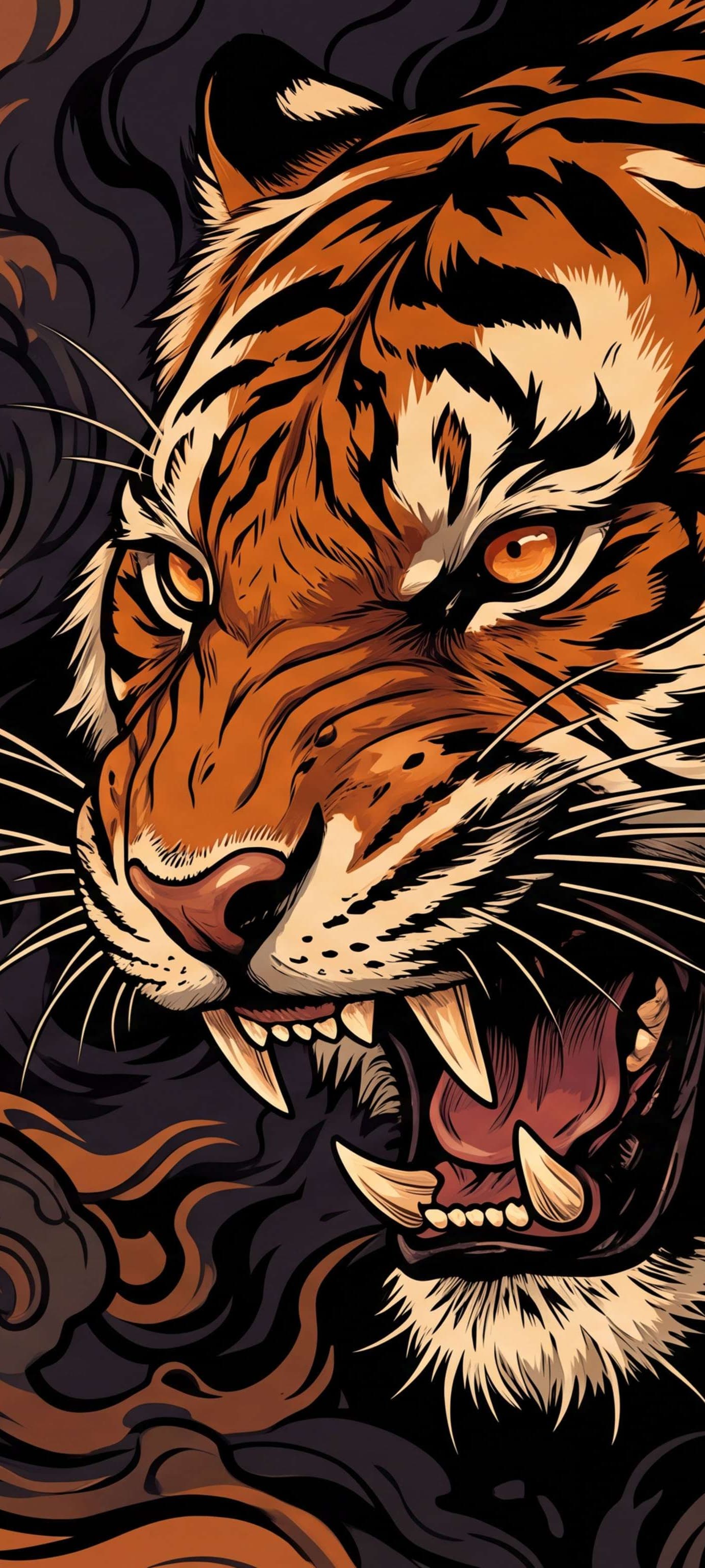 Fierce Tiger Smoke - free phone wallpaper