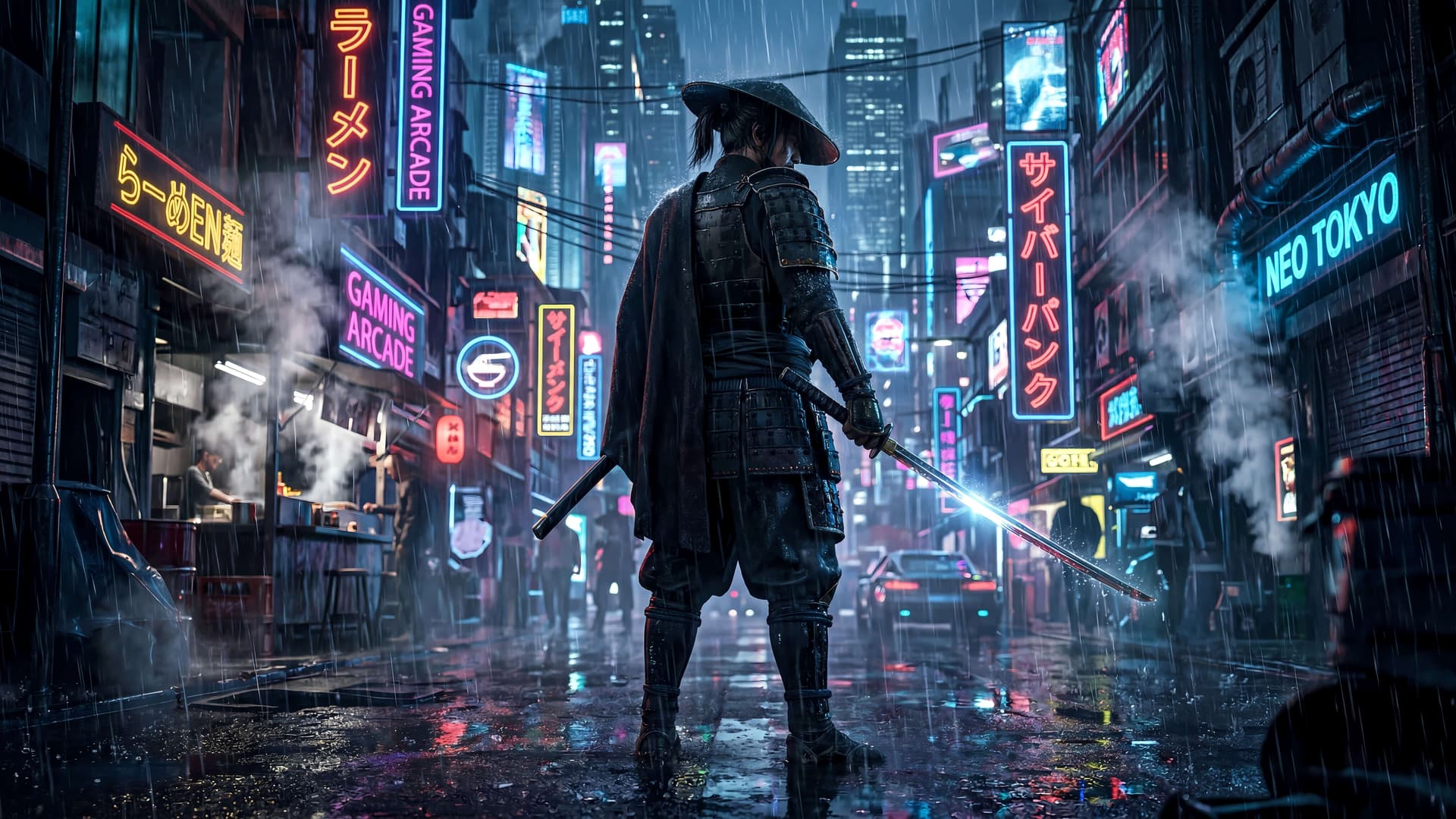 Cyberpunk Ronin - free desktop wallpaper