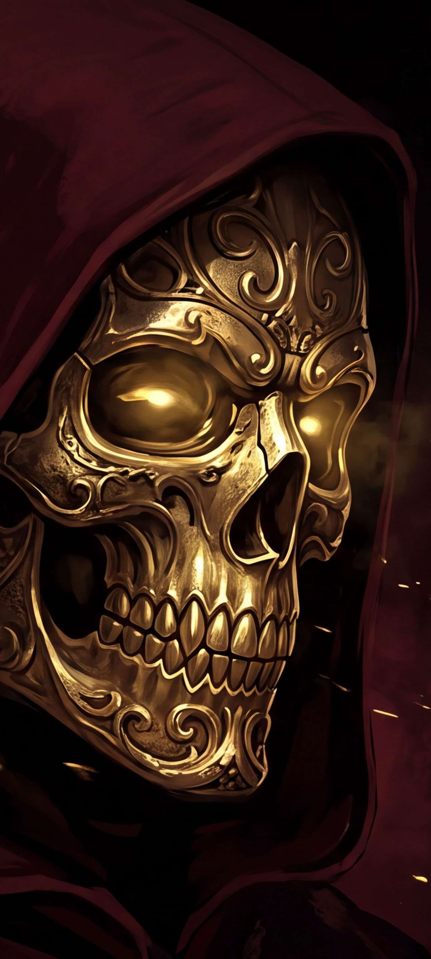 Golden Skull Hooded - free phone wallpaper