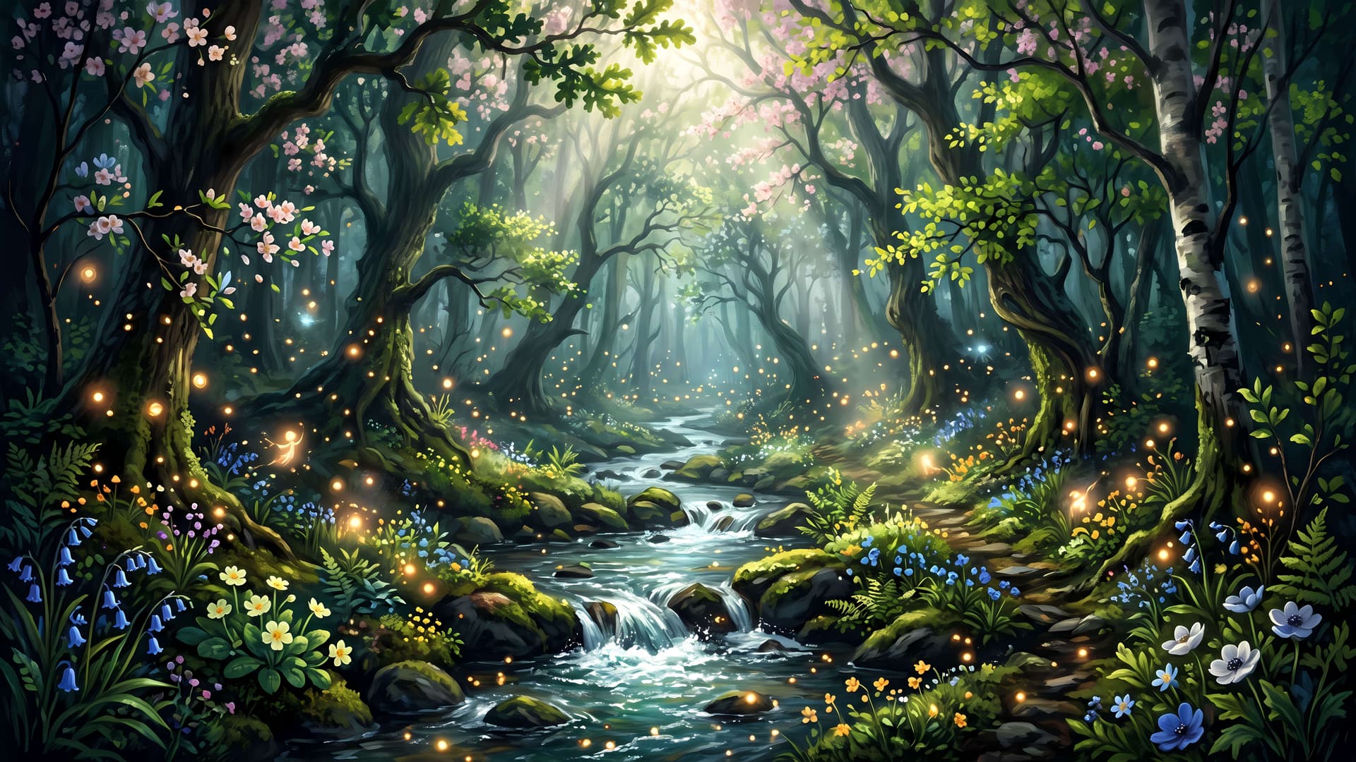 Enchanted Forest Stream - free desktop wallpaper
