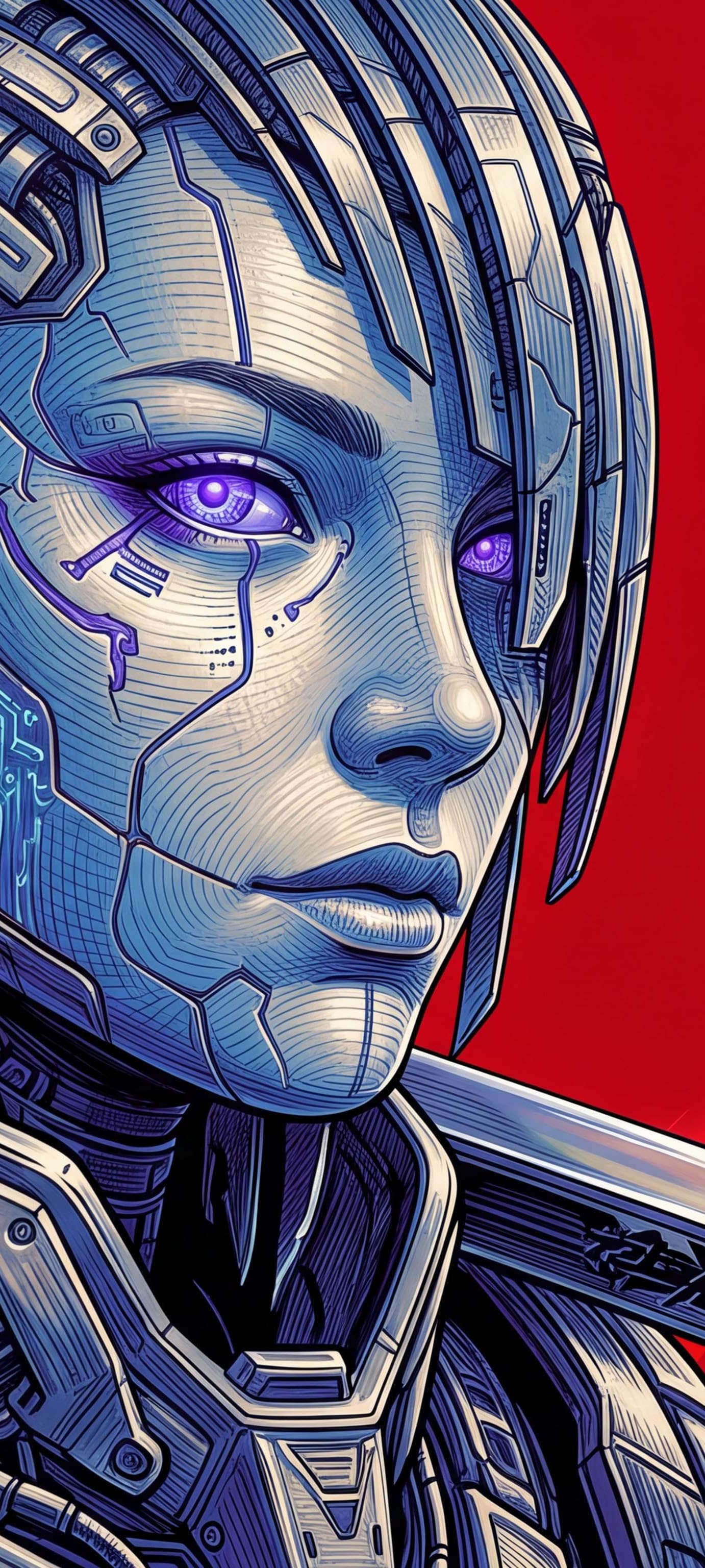 Cybernetic Warrior Portrait - Pro phone wallpaper